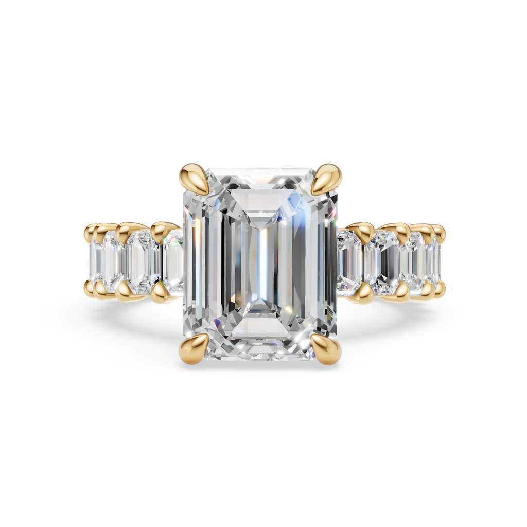 'Mia' Emerald Cut Shared-prong Lab Diamond Engagement Ring