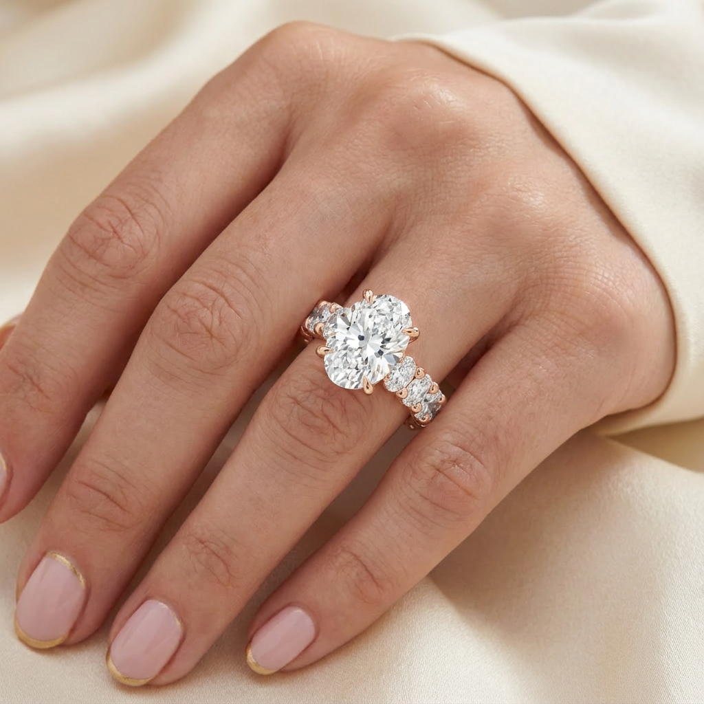 'Mia' Oval Cut Shared-prong Lab Diamond Engagement Ring