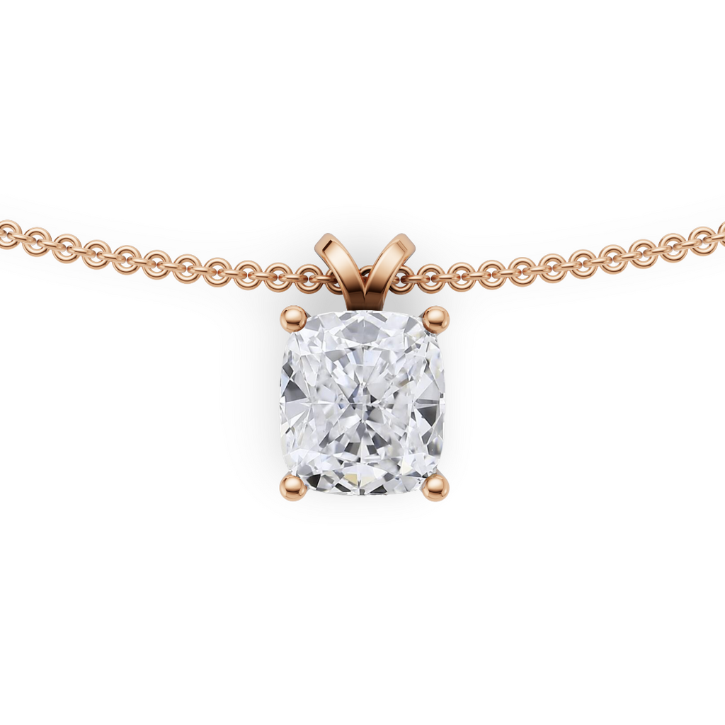 'Holiday' 3 Carat Cushion Cut Lab Diamond & Pavé Pendant Necklace