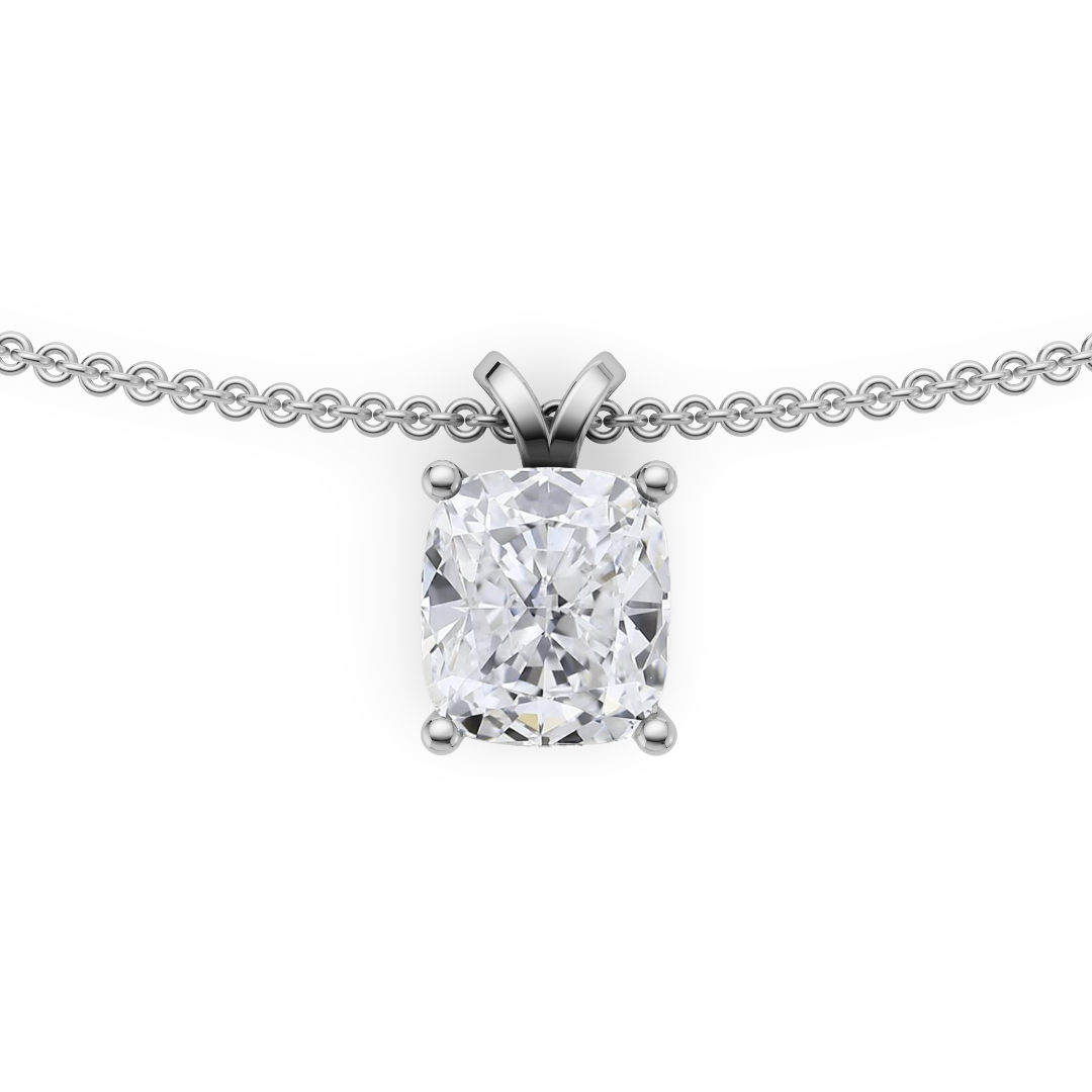 'Holiday' 3 Carat Cushion Cut Lab Diamond & Pavé Pendant Necklace