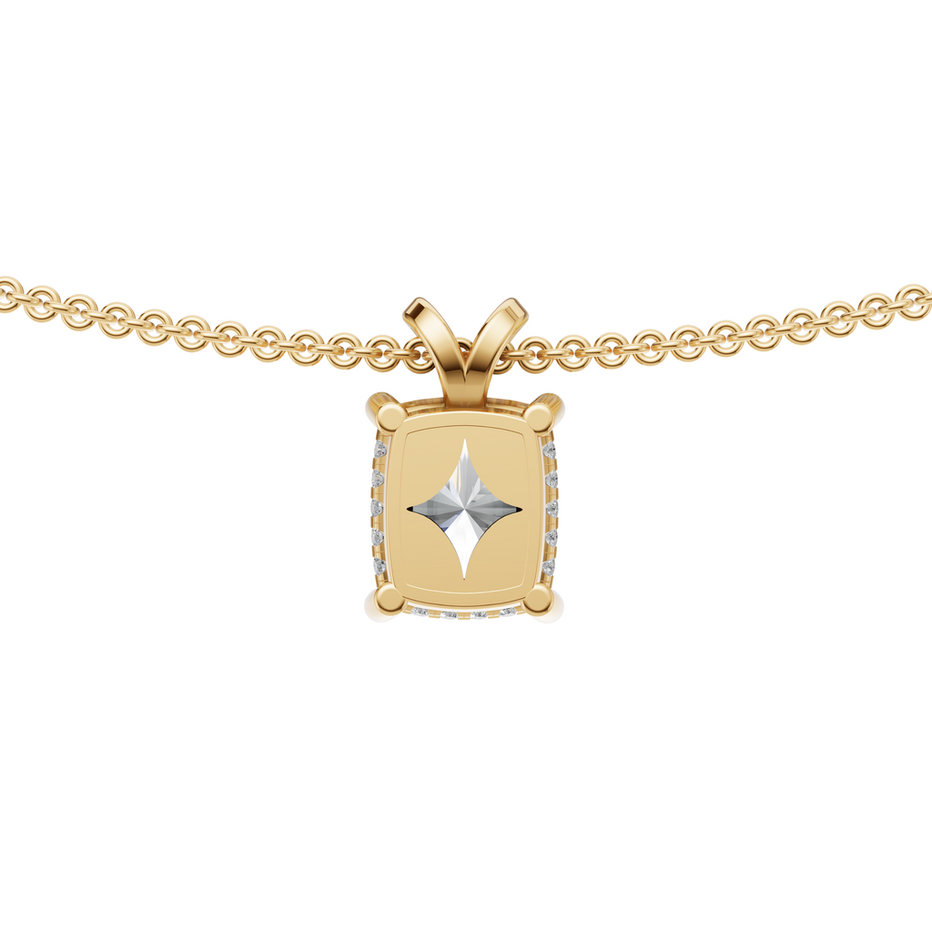 'Holiday' 3 Carat Cushion Cut Lab Diamond & Pavé Pendant Necklace