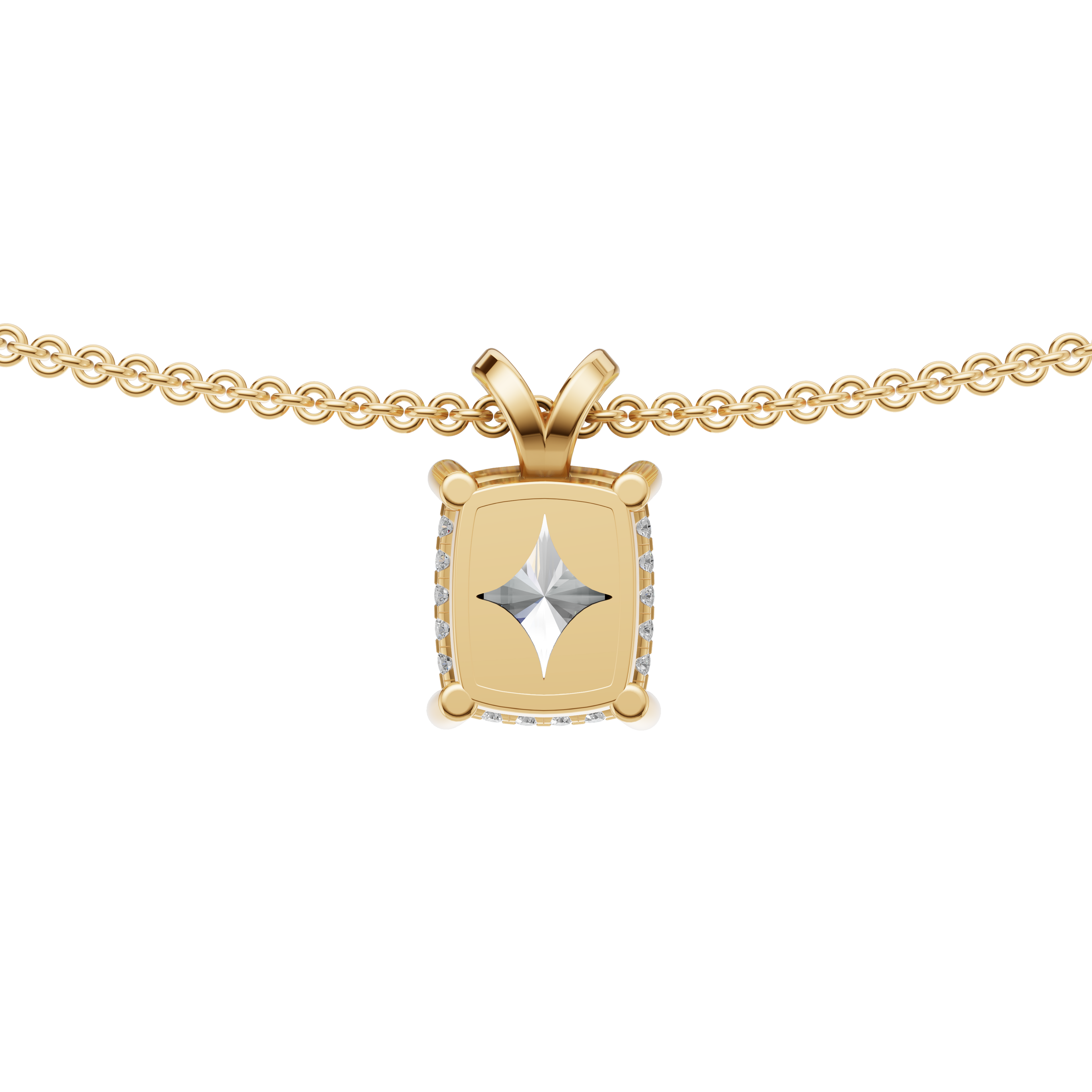 'Holiday' 3 Carat Cushion Cut Lab Diamond & Pavé Pendant Necklace