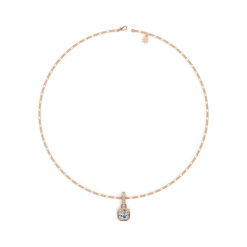 'Vaughan' 3 Carat Cushion Cut Lab Diamond & Pavé Pendant Necklace