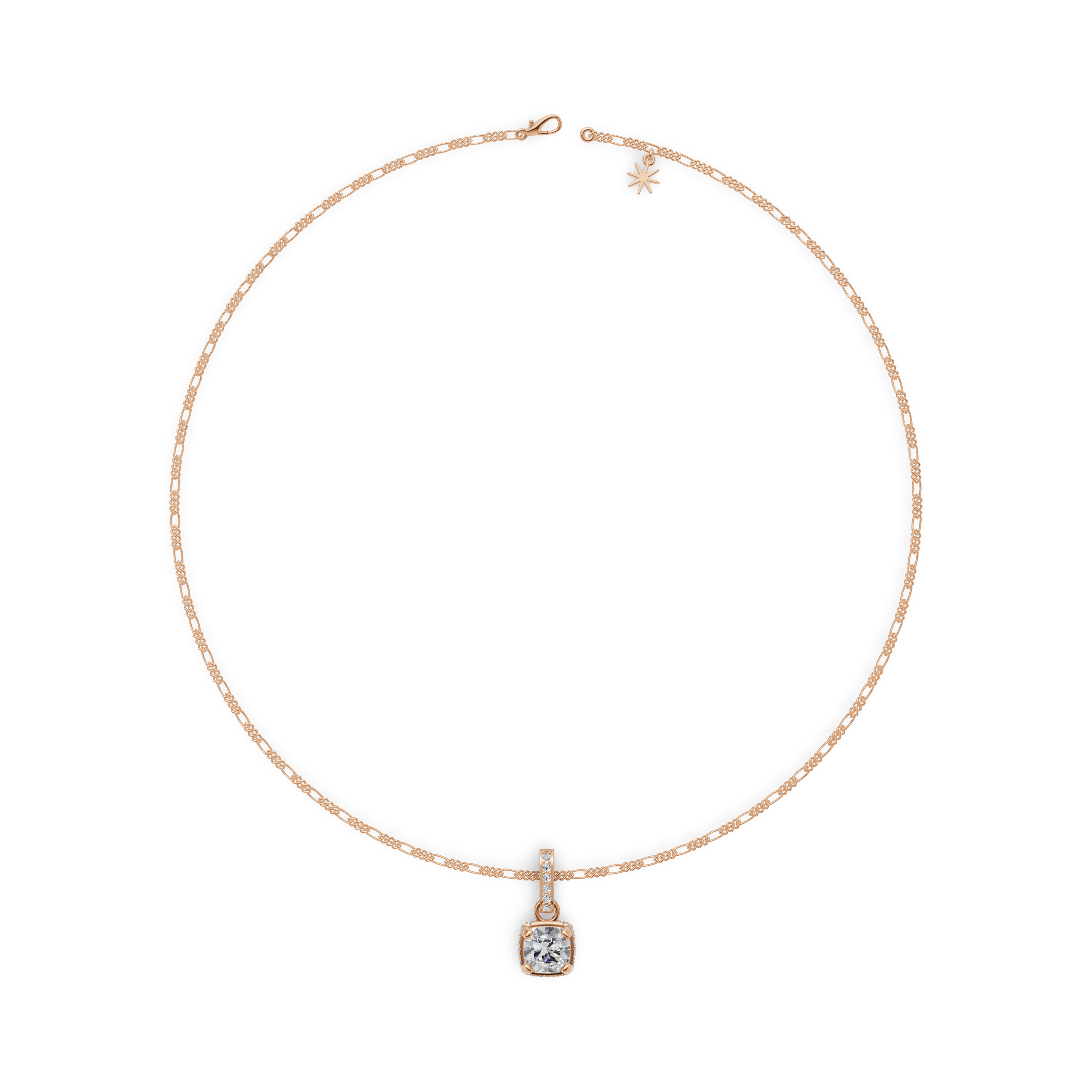 'Vaughan' 3 Carat Cushion Cut Lab Diamond & Pavé Pendant Necklace