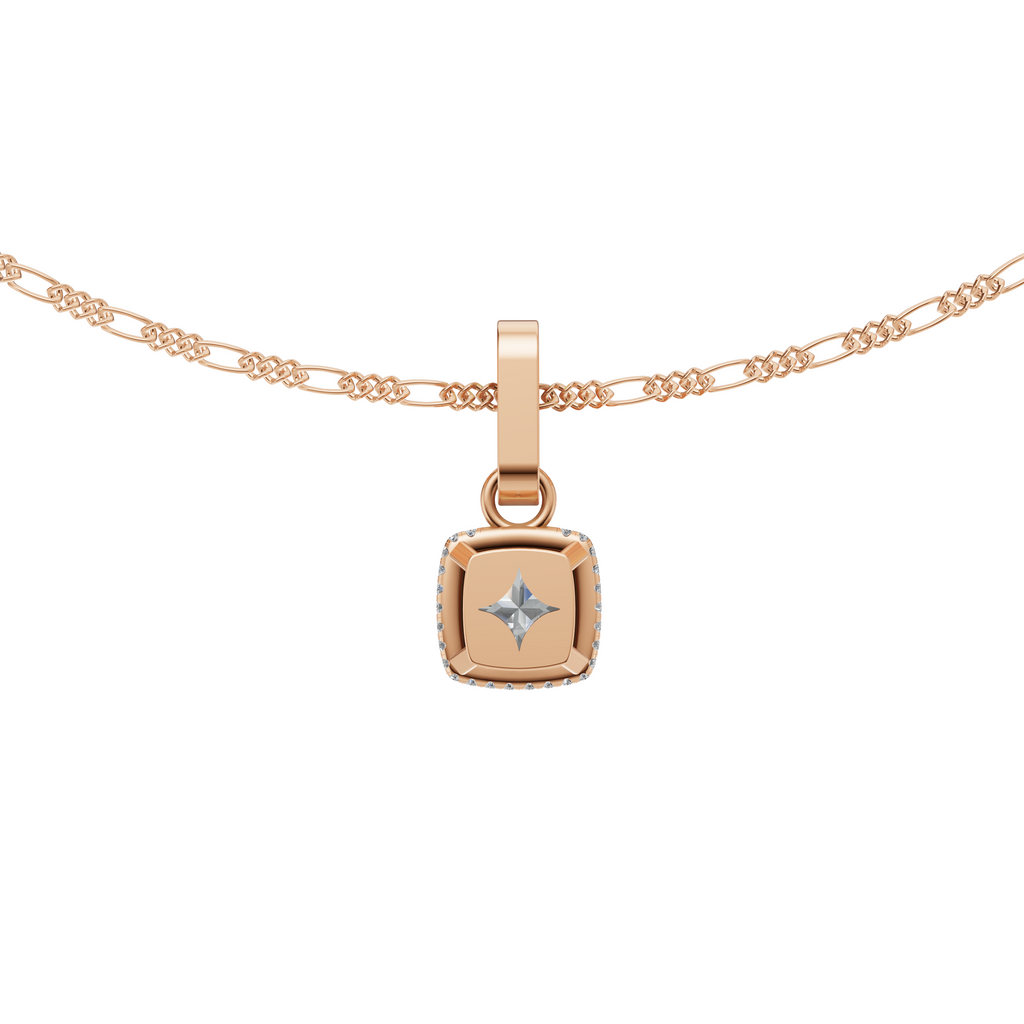 'Vaughan' 3 Carat Cushion Cut Lab Diamond & Pavé Pendant Necklace