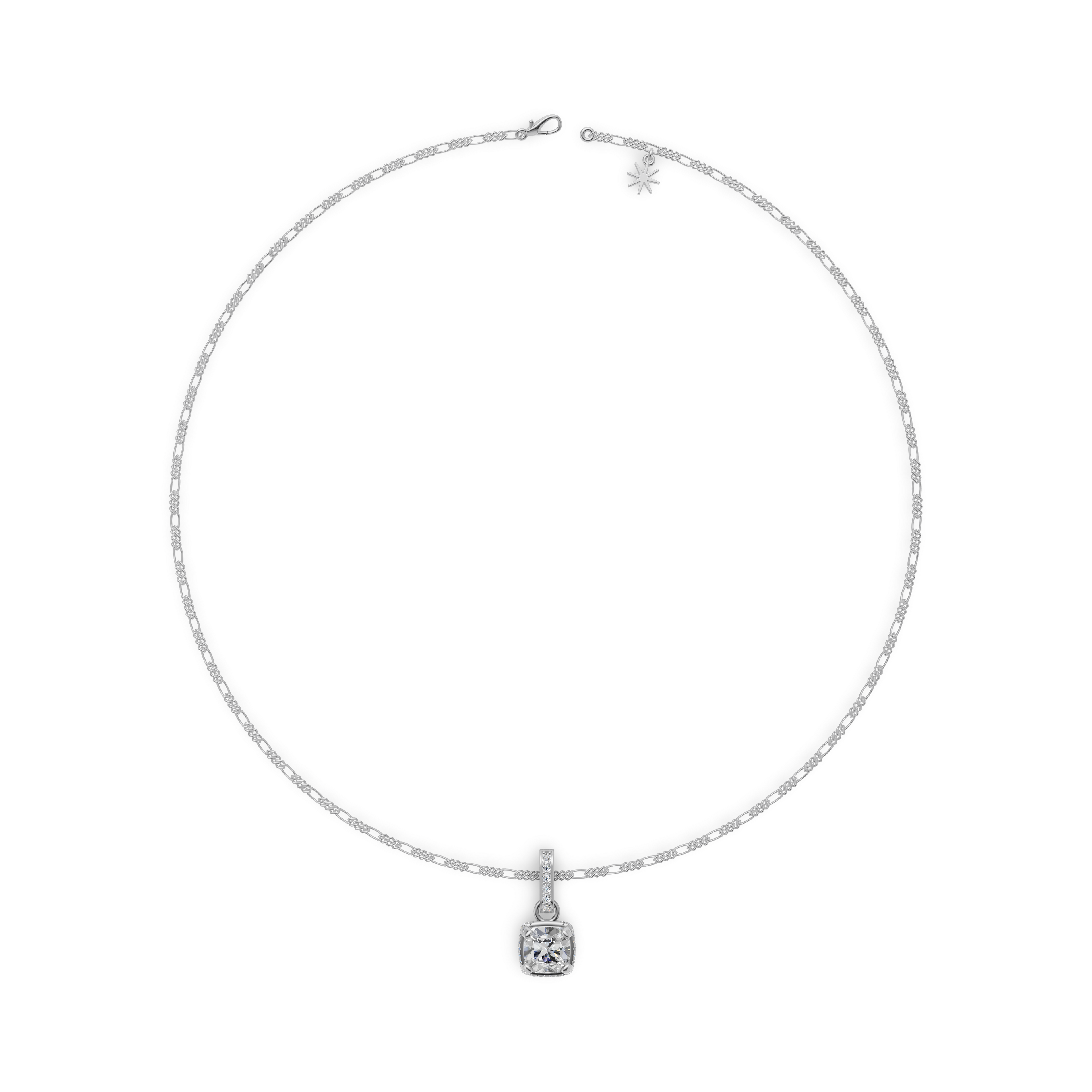 'Vaughan' 3 Carat Cushion Cut Lab Diamond & Pavé Pendant Necklace