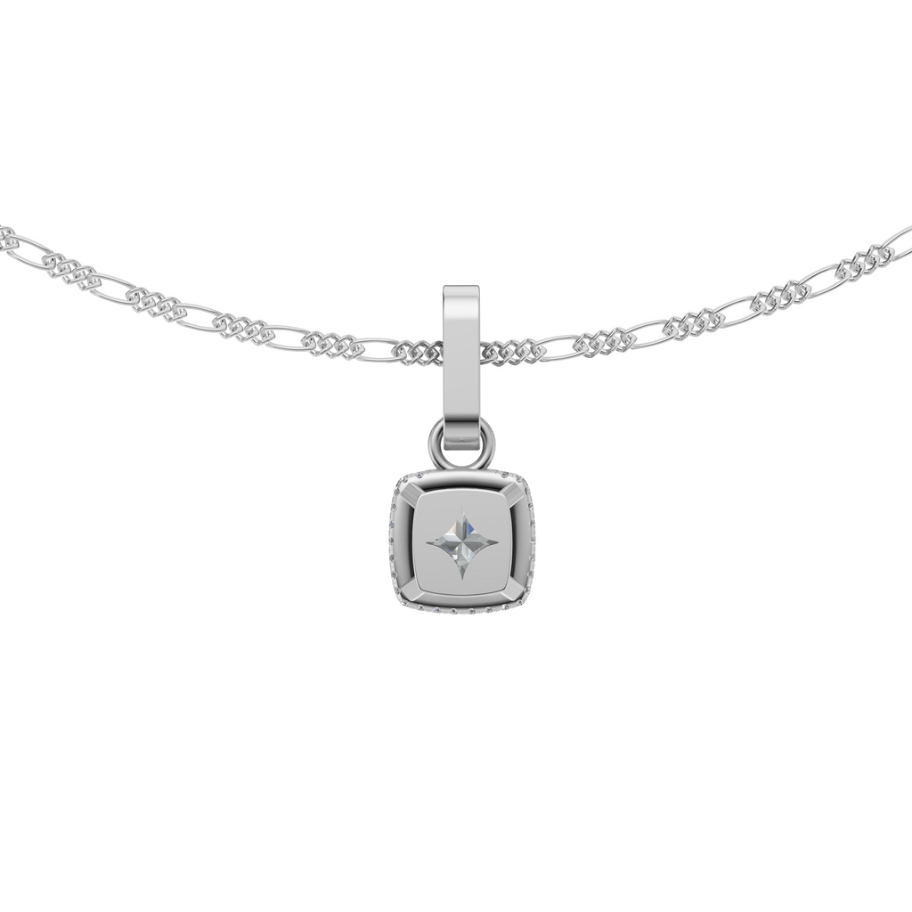 'Vaughan' 3 Carat Cushion Cut Lab Diamond & Pavé Pendant Necklace