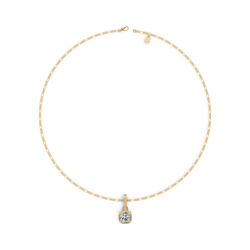 'Vaughan' 3 Carat Cushion Cut Lab Diamond & Pavé Pendant Necklace