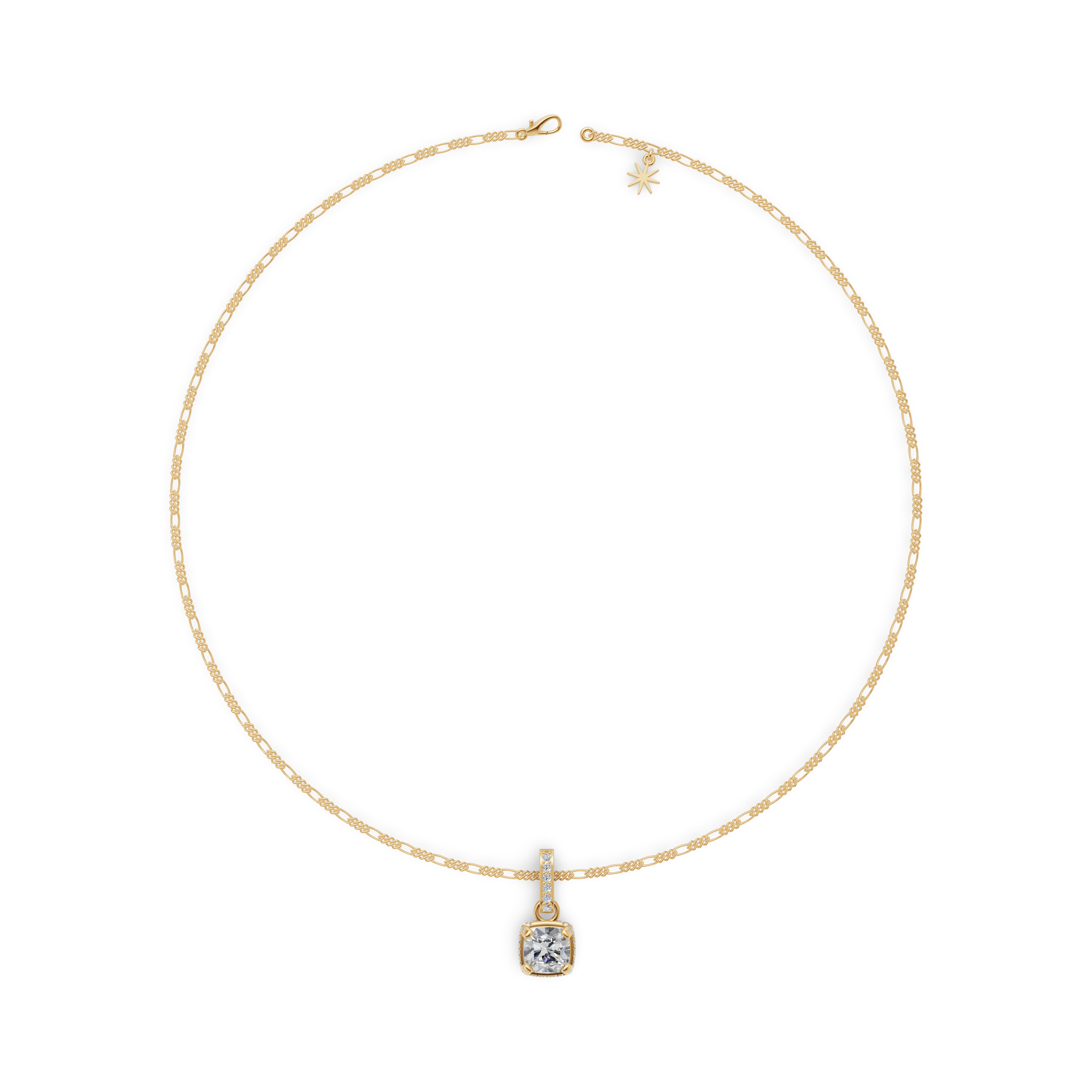 'Vaughan' 3 Carat Cushion Cut Lab Diamond & Pavé Pendant Necklace