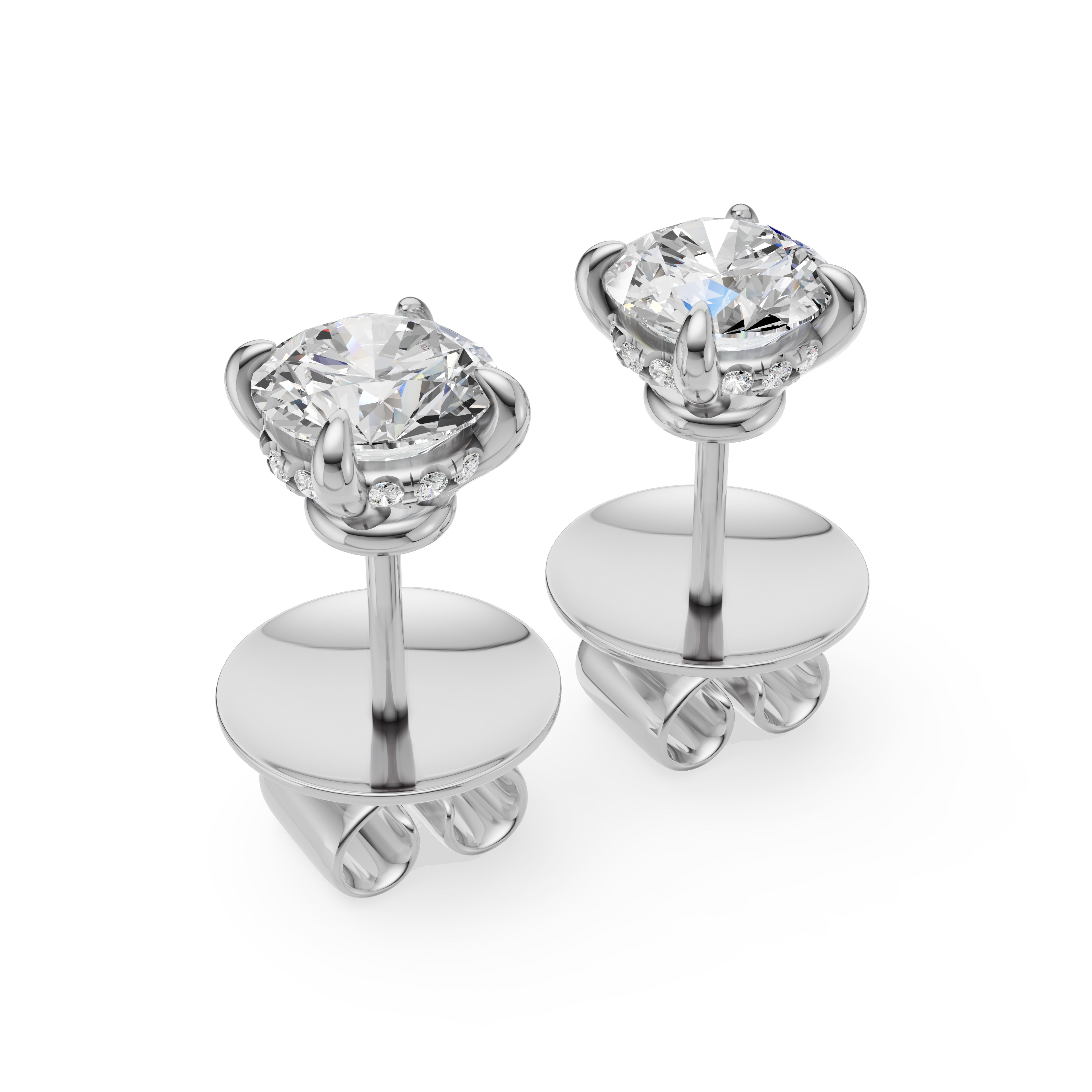 'Eros' Lab Diamond Stud Earrings with Pavé