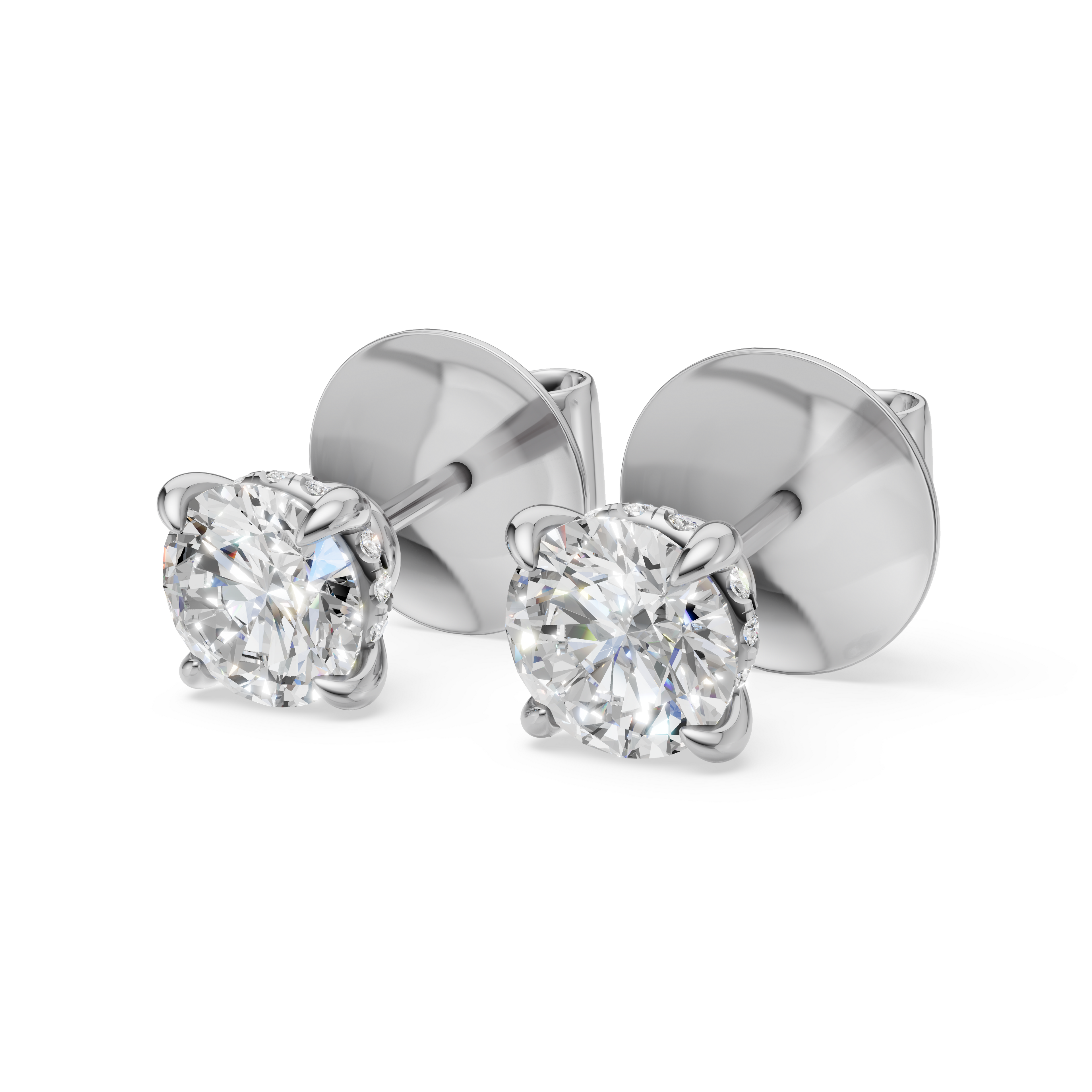 'Eros' Lab Diamond Stud Earrings with Pavé