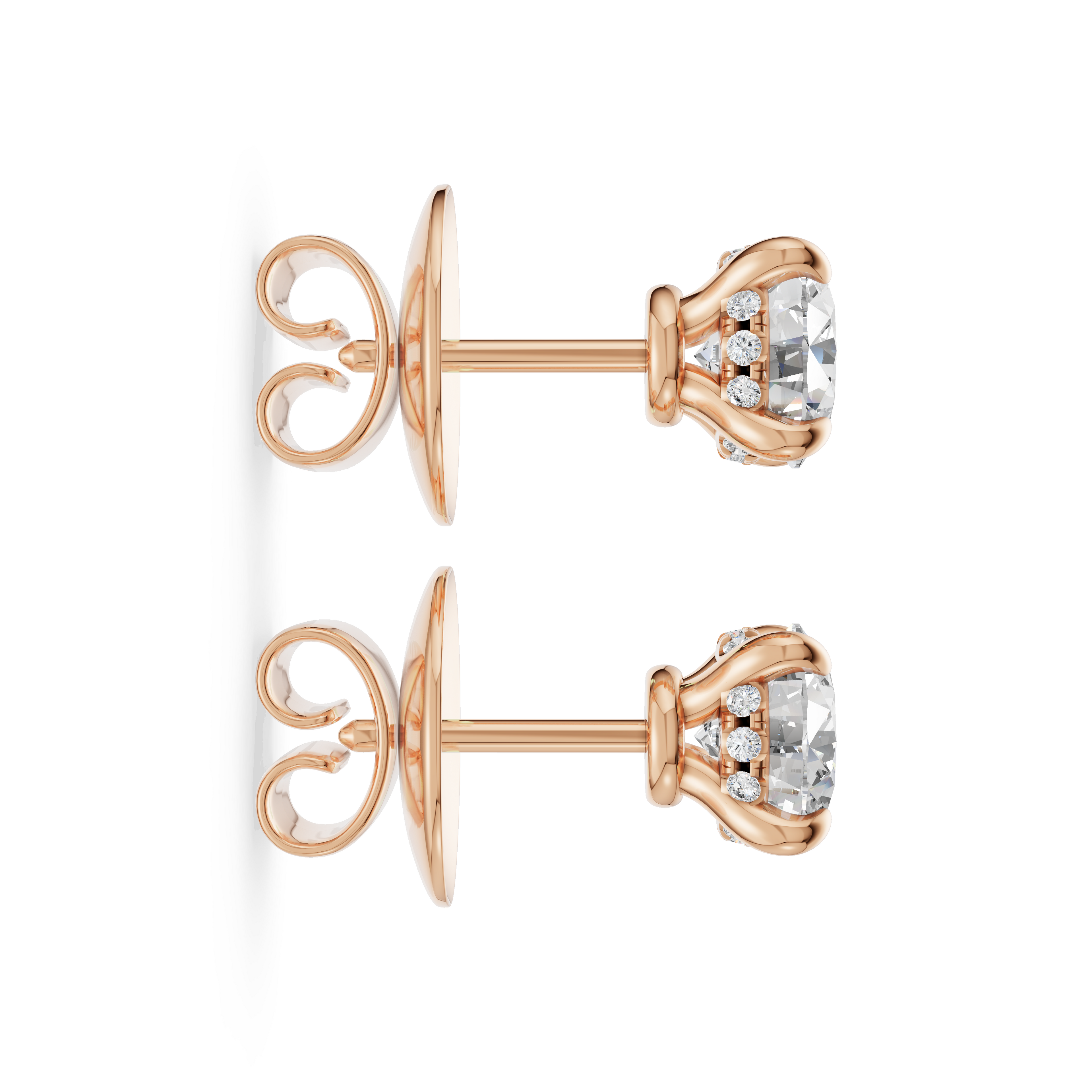 'Eros' Lab Diamond Stud Earrings with Pavé