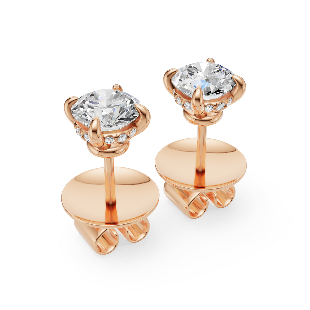 'Eros' Lab Diamond Stud Earrings with Pavé