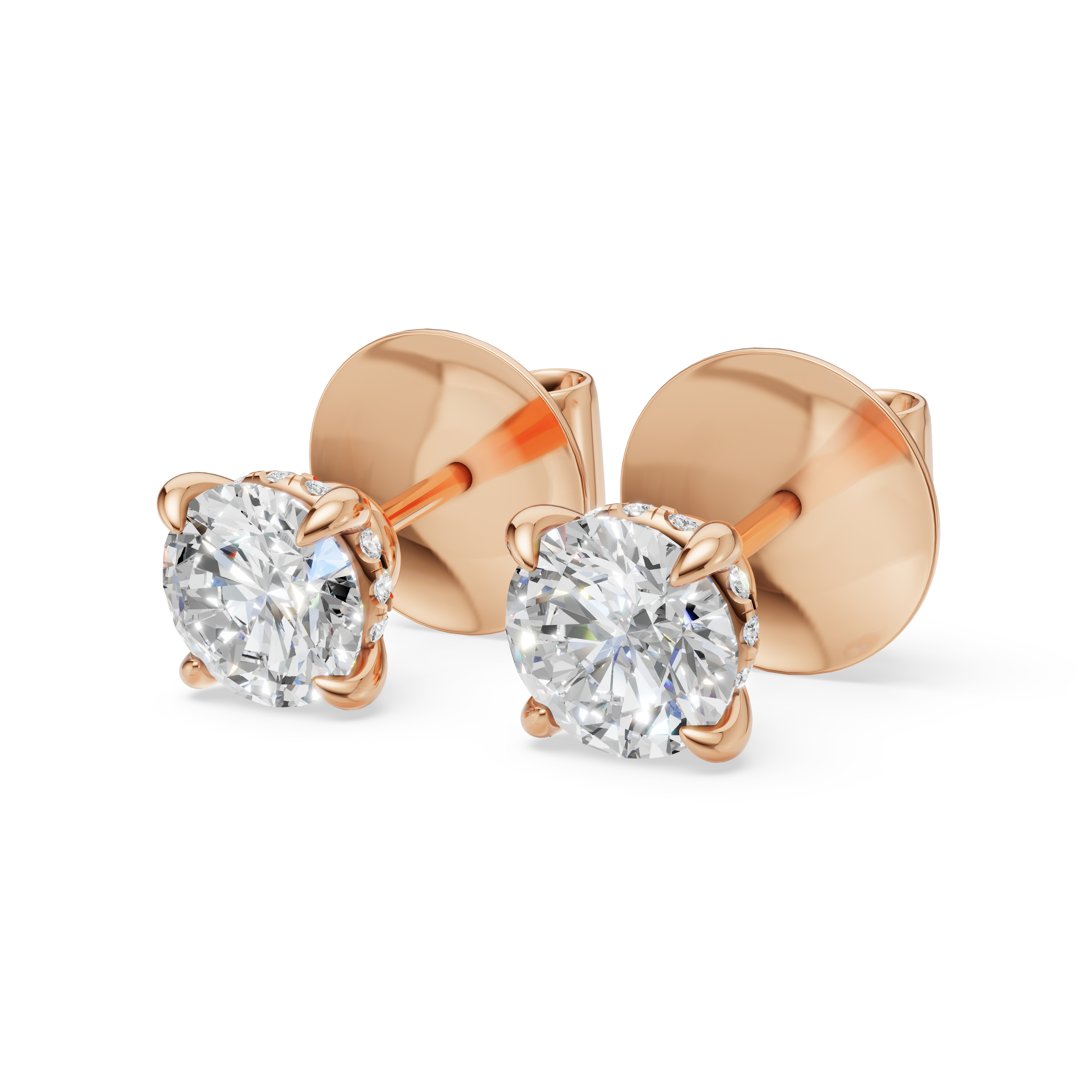 'Eros' Lab Diamond Stud Earrings with Pavé
