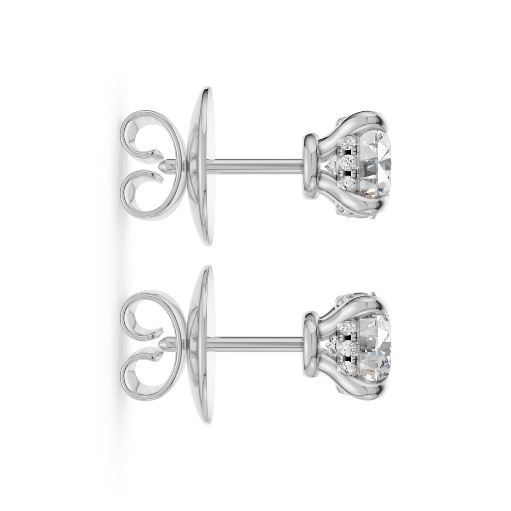 'Eros' Lab Diamond Stud Earrings with Pavé