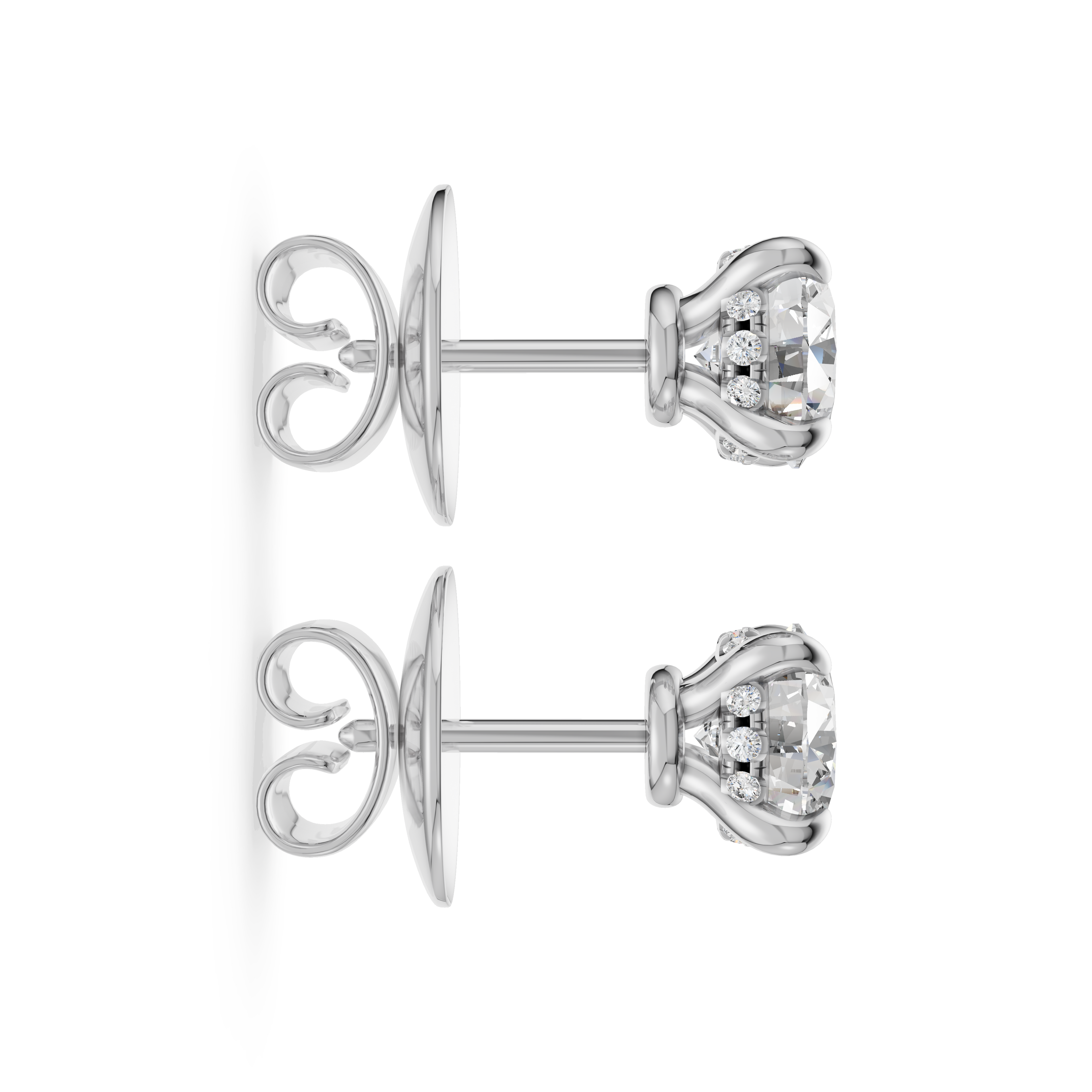 'Eros' Lab Diamond Stud Earrings with Pavé