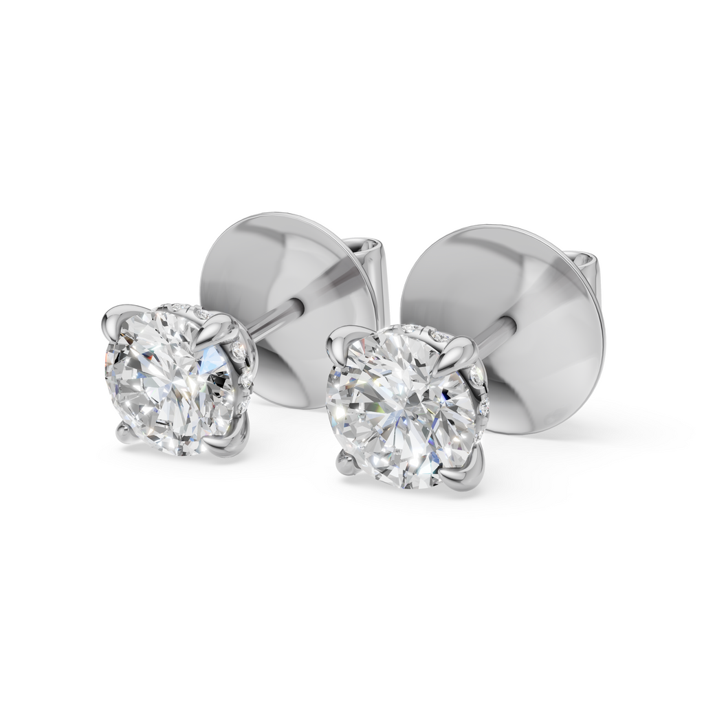 'Eros' Lab Diamond Stud Earrings with Pavé