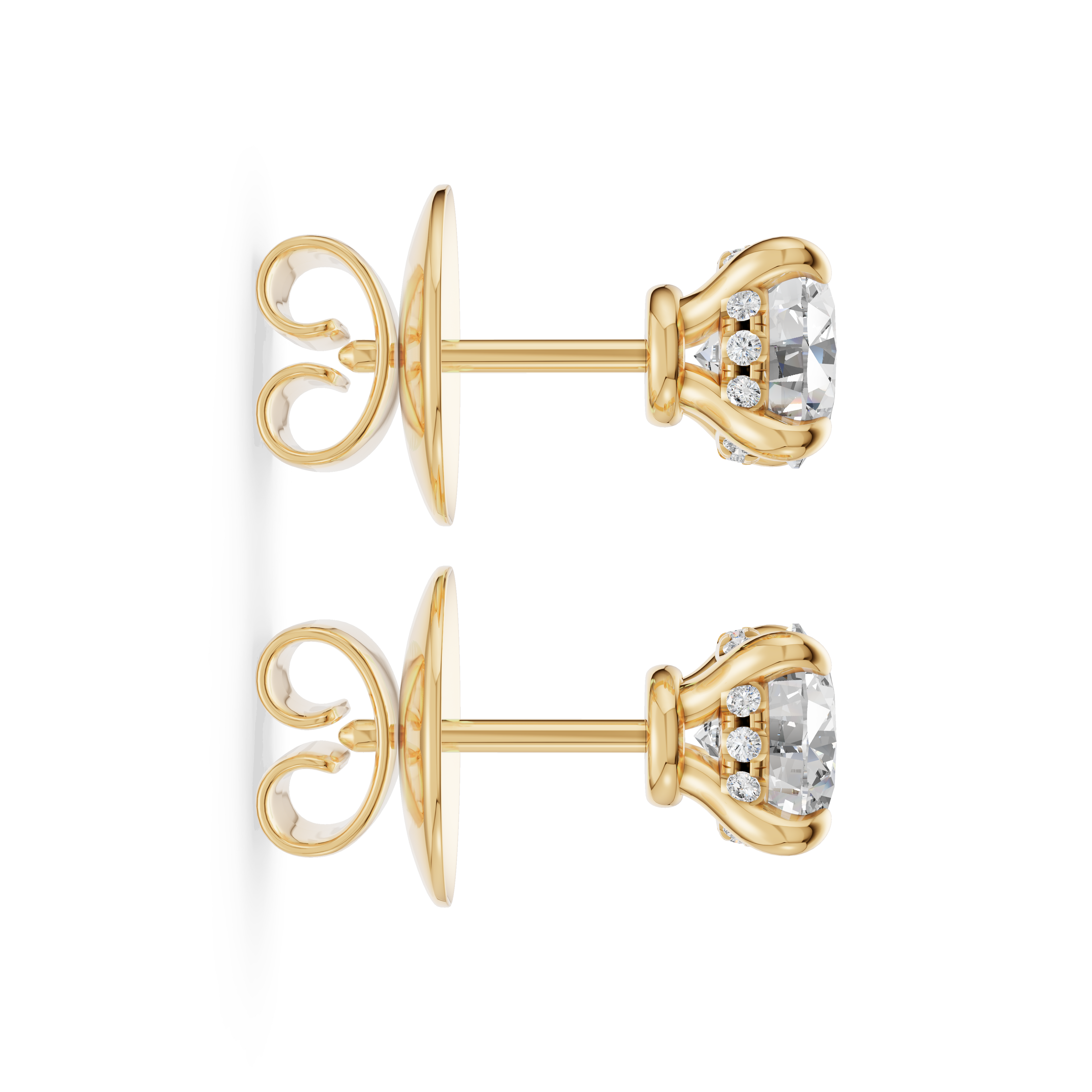 'Eros' Lab Diamond Stud Earrings with Pavé