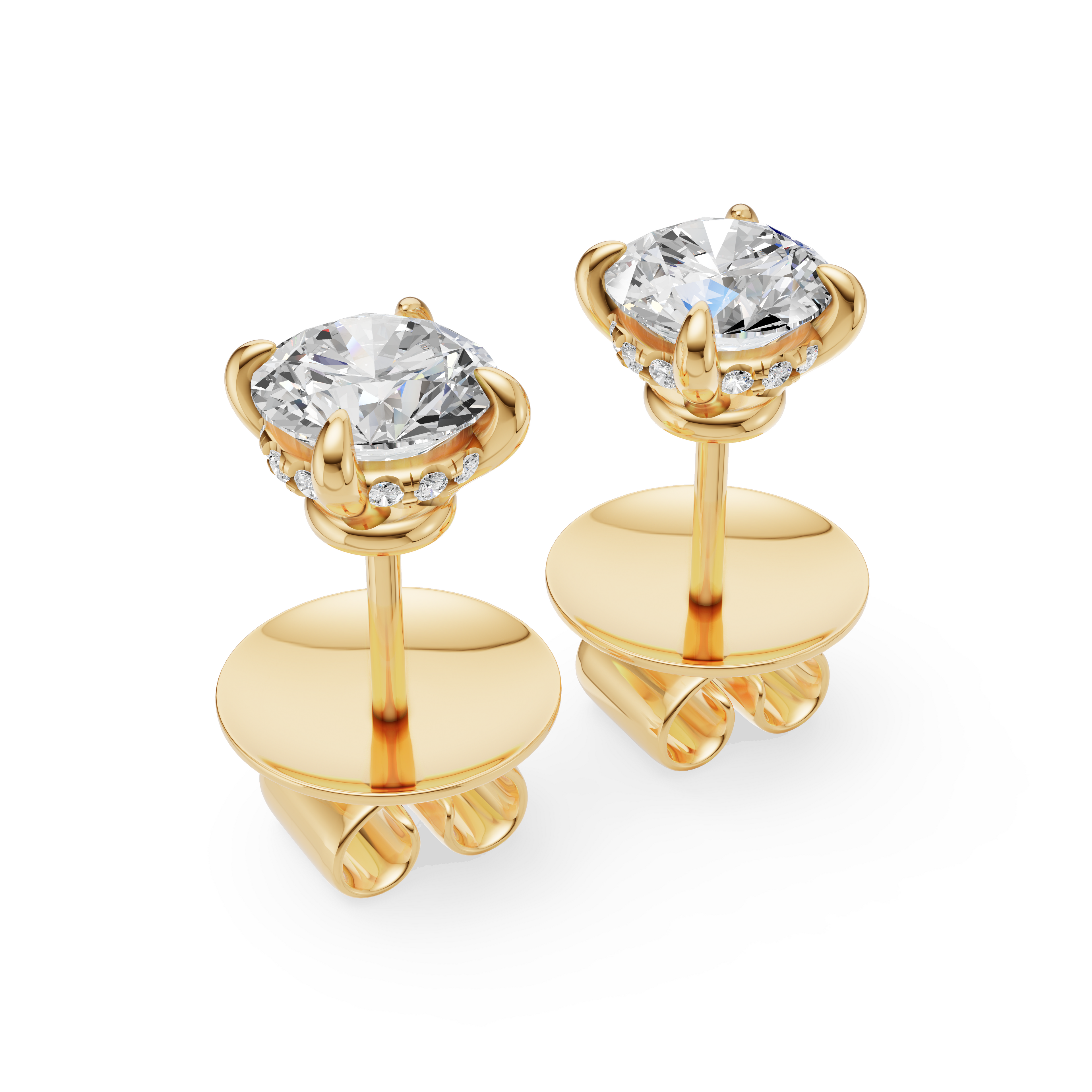 'Eros' Lab Diamond Stud Earrings with Pavé