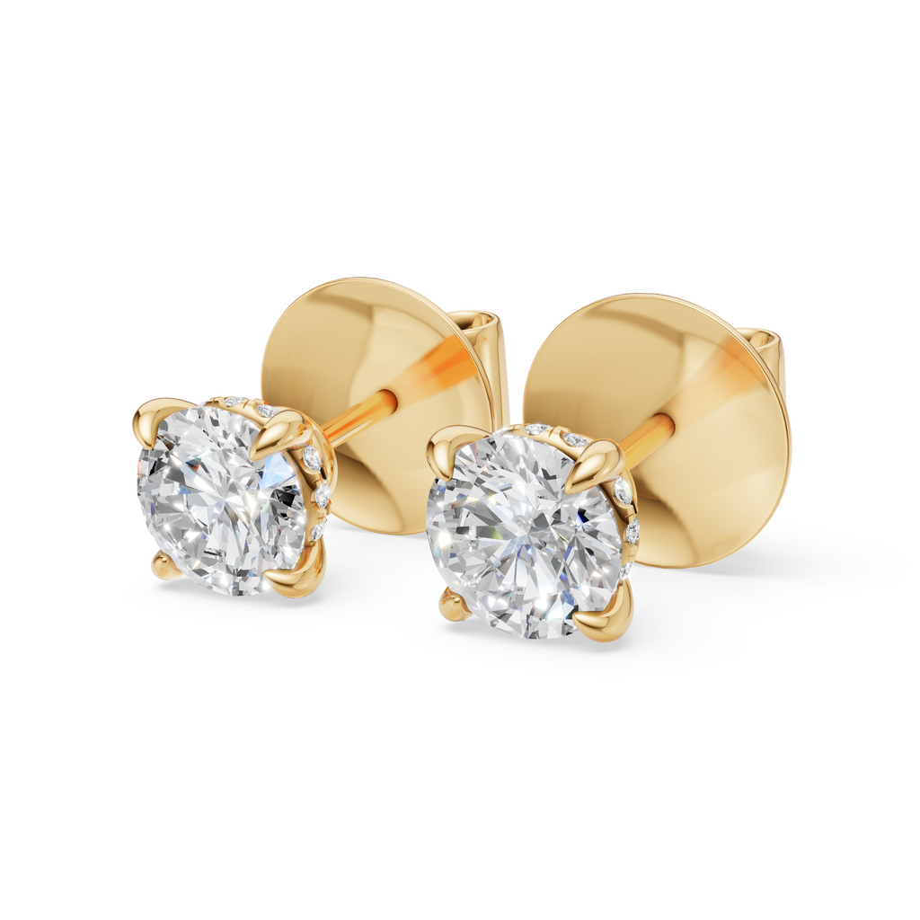 'Eros' Lab Diamond Stud Earrings with Pavé
