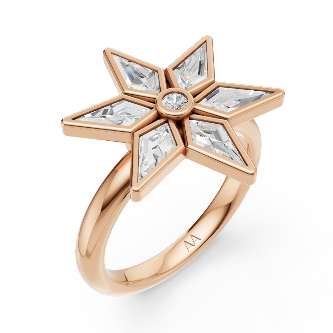 MCM 'Starburst' Lab Diamond Bezel Set Ring