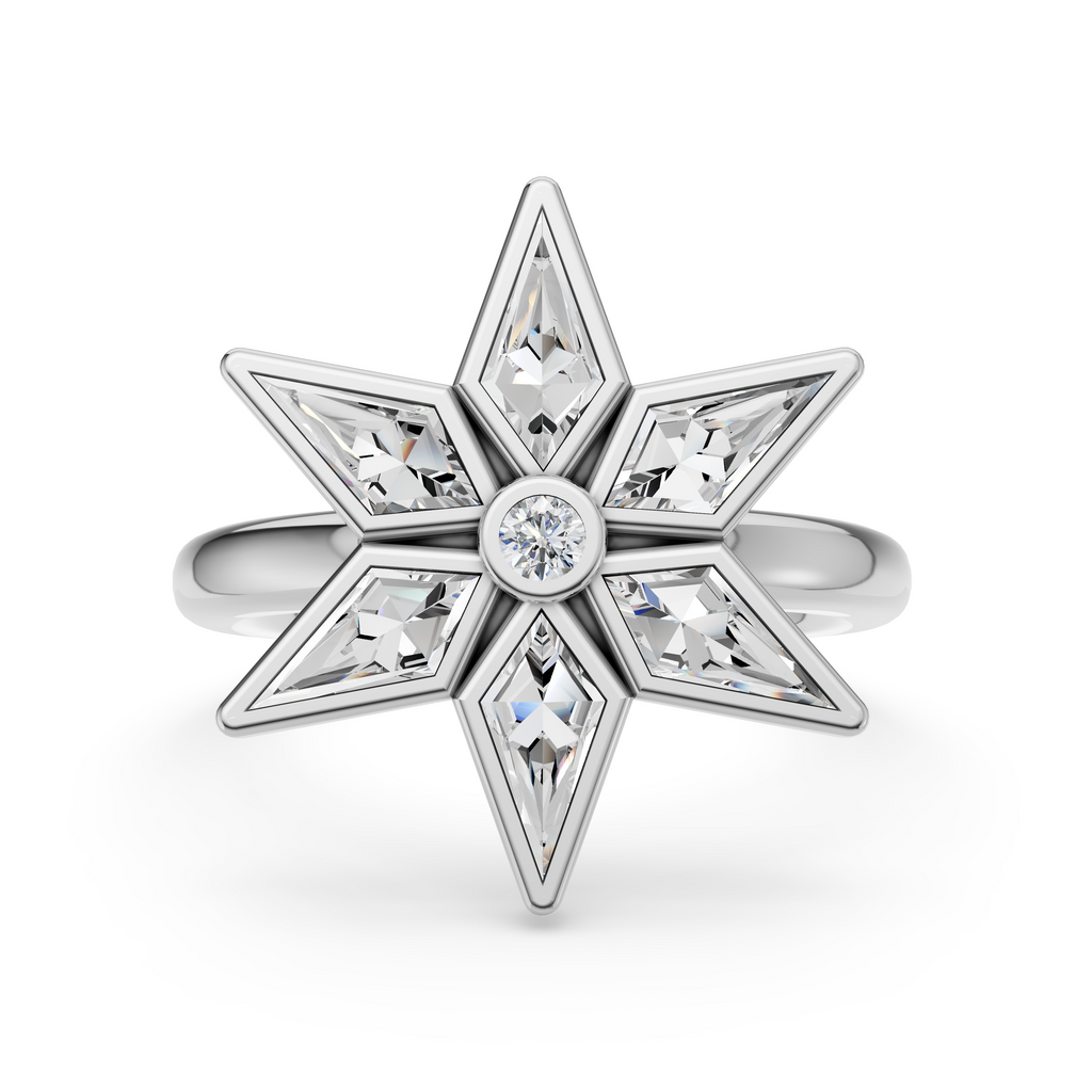 MCM 'Starburst' Lab Diamond Bezel Set Ring