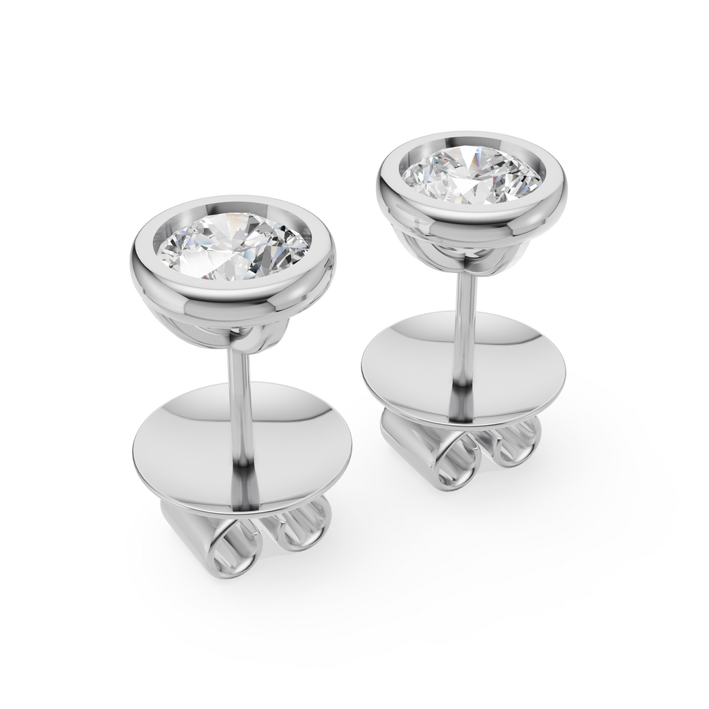 'Juno' Bezel-Set Lab Diamond Stud Earrings