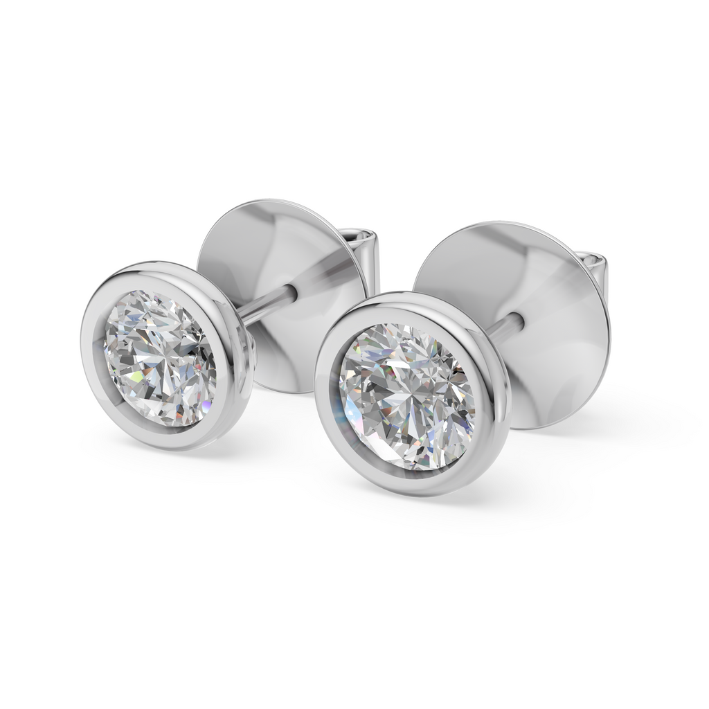 'Juno' Bezel-Set Lab Diamond Stud Earrings