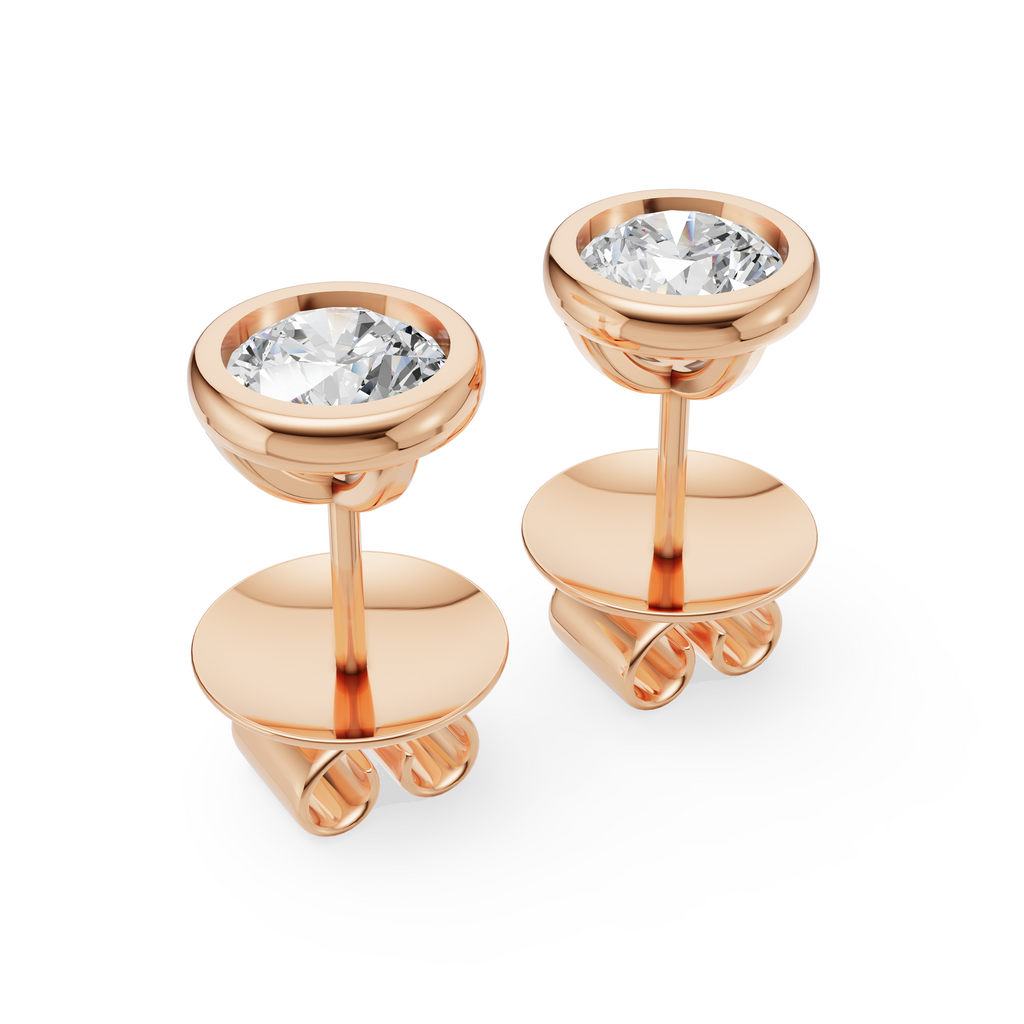 'Juno' Bezel-Set Lab Diamond Stud Earrings