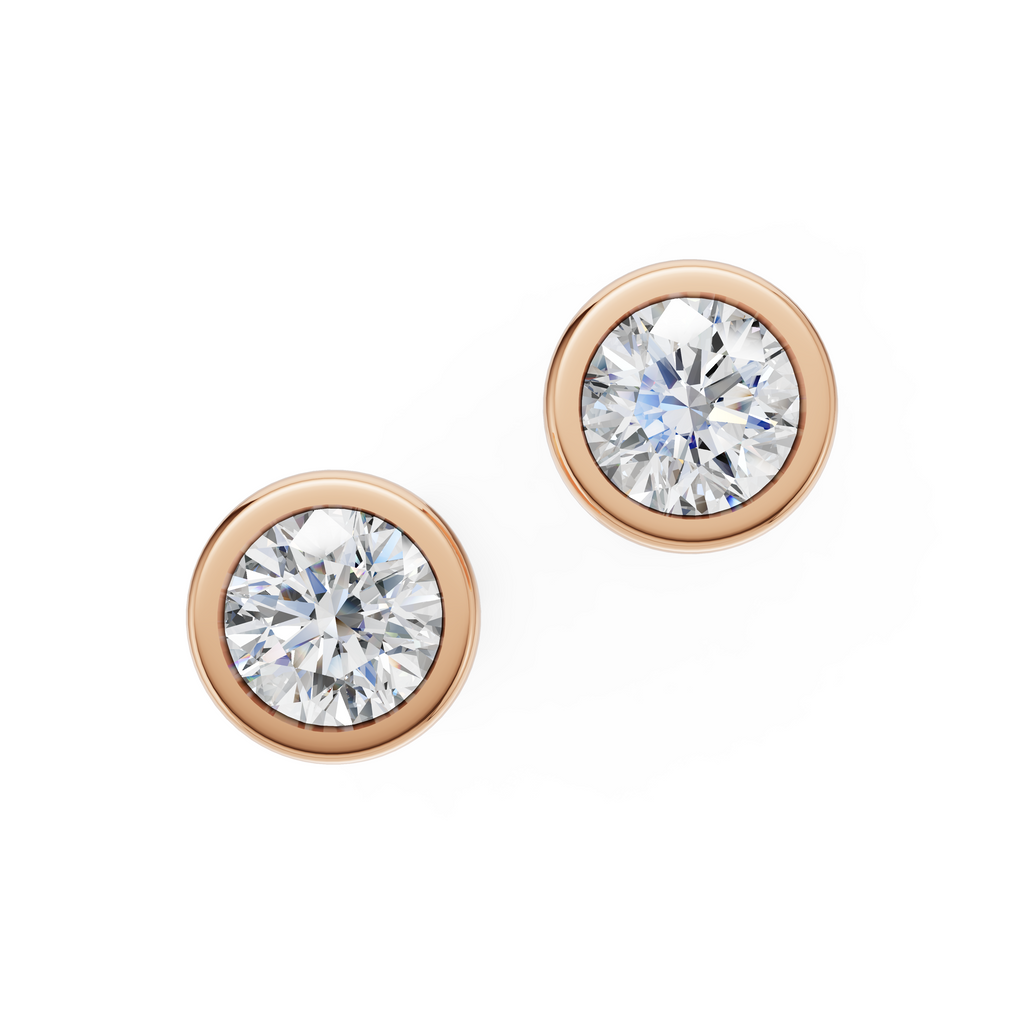 'Juno' Bezel-Set Lab Diamond Stud Earrings