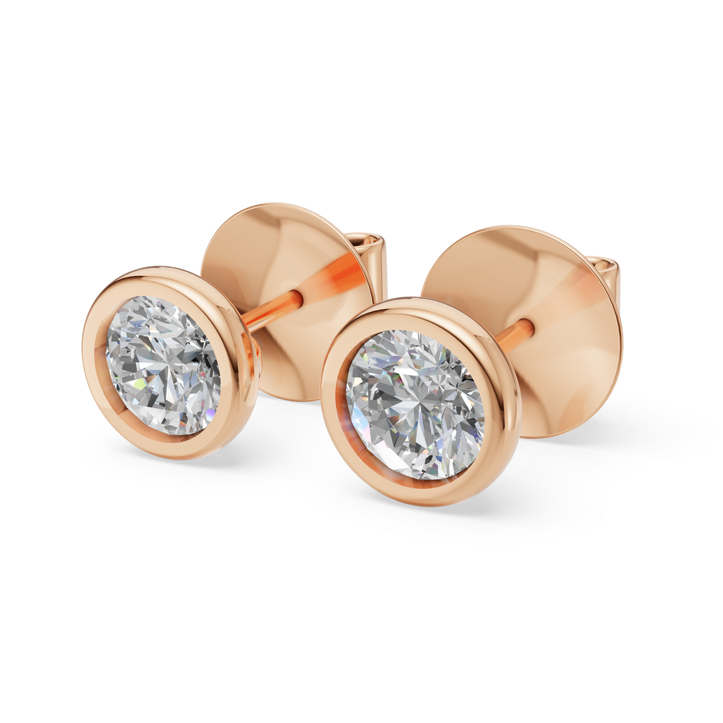 'Juno' Bezel-Set Lab Diamond Stud Earrings