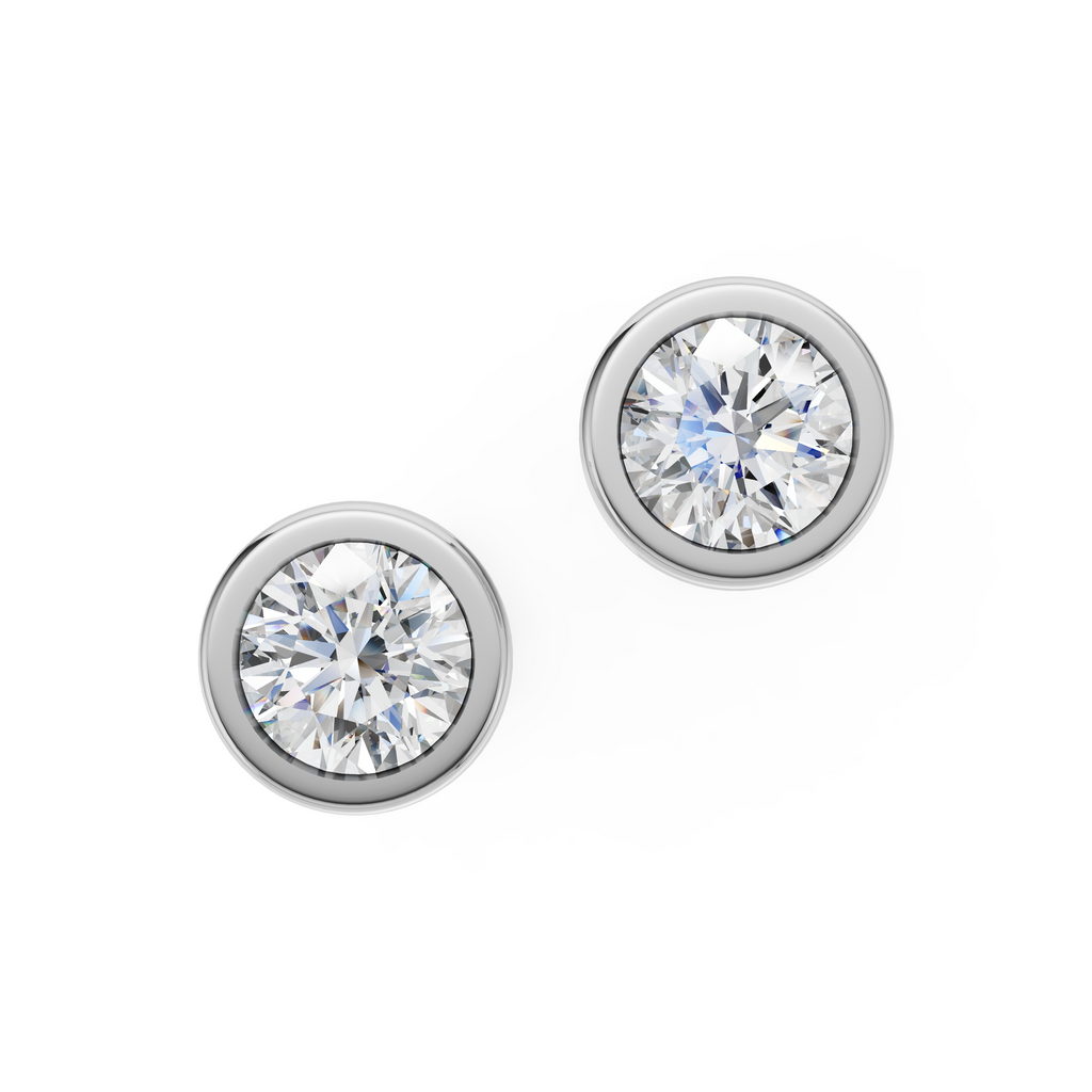 'Juno' Bezel-Set Lab Diamond Stud Earrings
