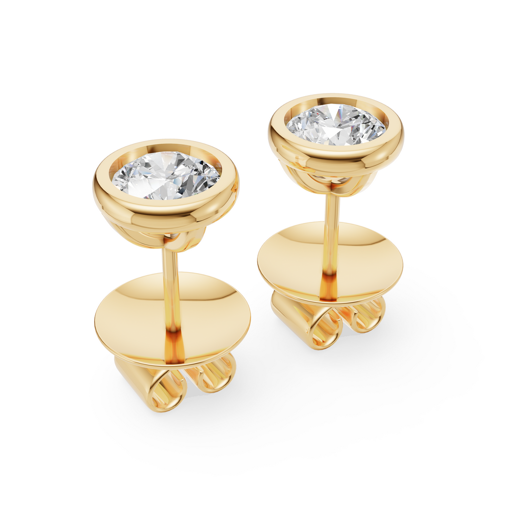 'Juno' Bezel-Set Lab Diamond Stud Earrings