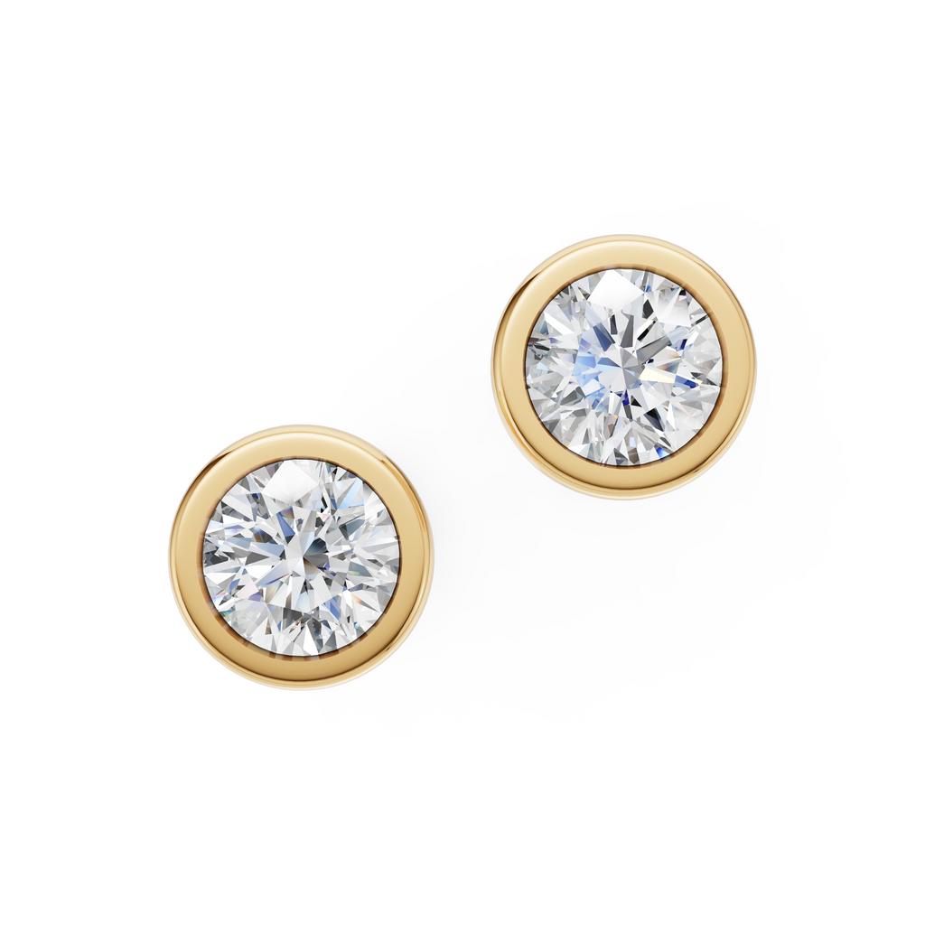 'Juno' Bezel-Set Lab Diamond Stud Earrings