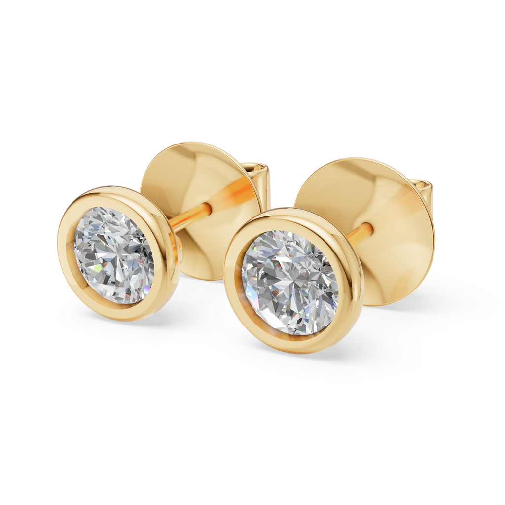 'Juno' Bezel-Set Lab Diamond Stud Earrings