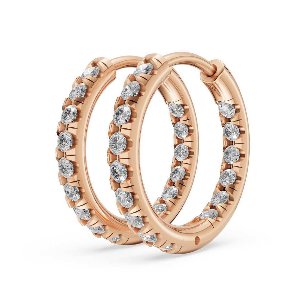 'Eros' 1 row pavé Lab Diamond Huggie Earrings. 15mm