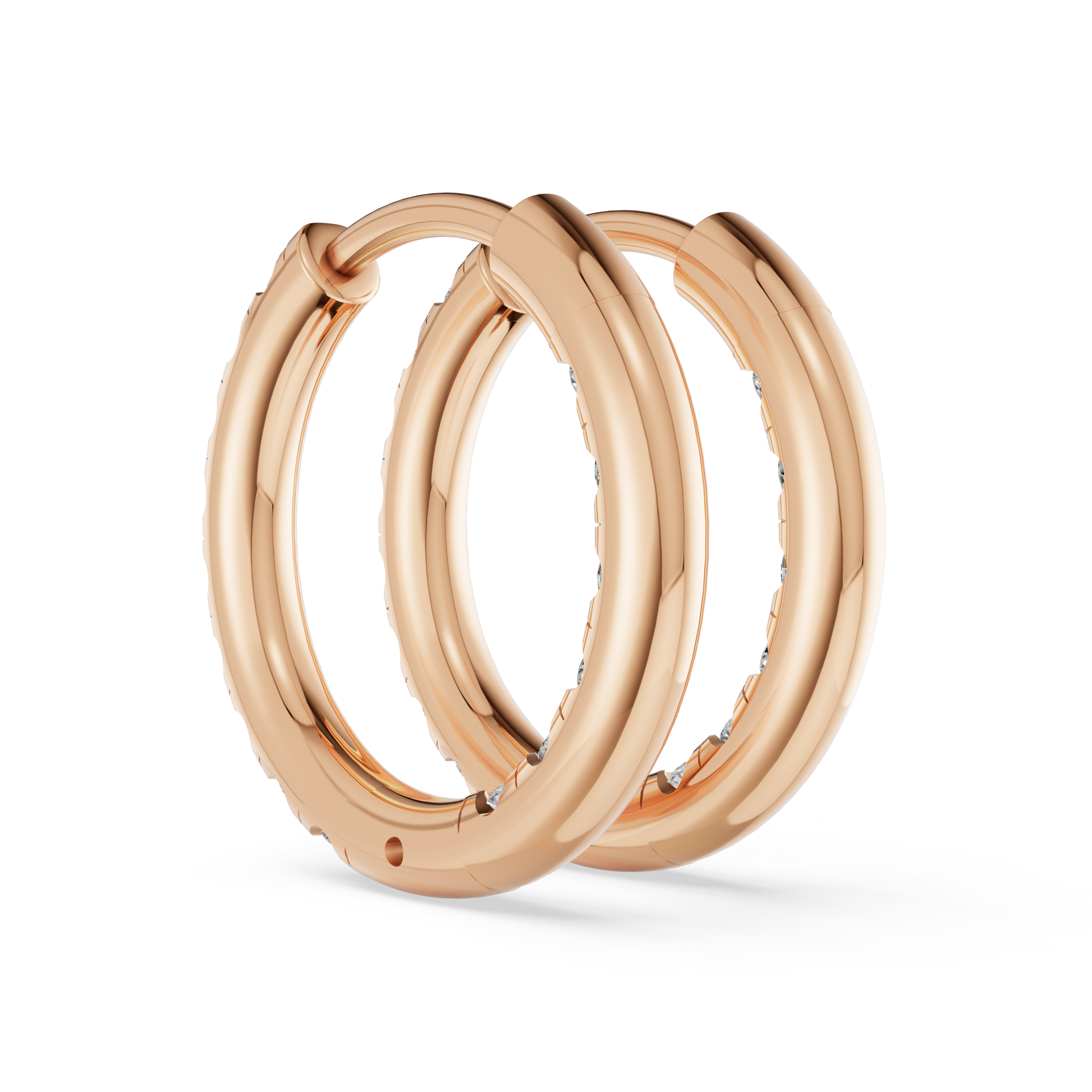 'Eros' 1 row pavé Lab Diamond Huggie Earrings. 15mm
