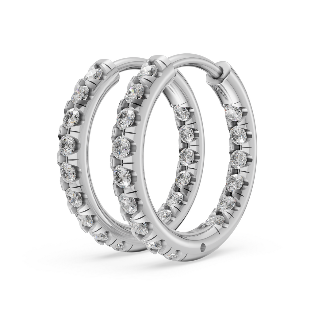 'Eros' 1 row pavé Lab Diamond Huggie Earrings. 15mm