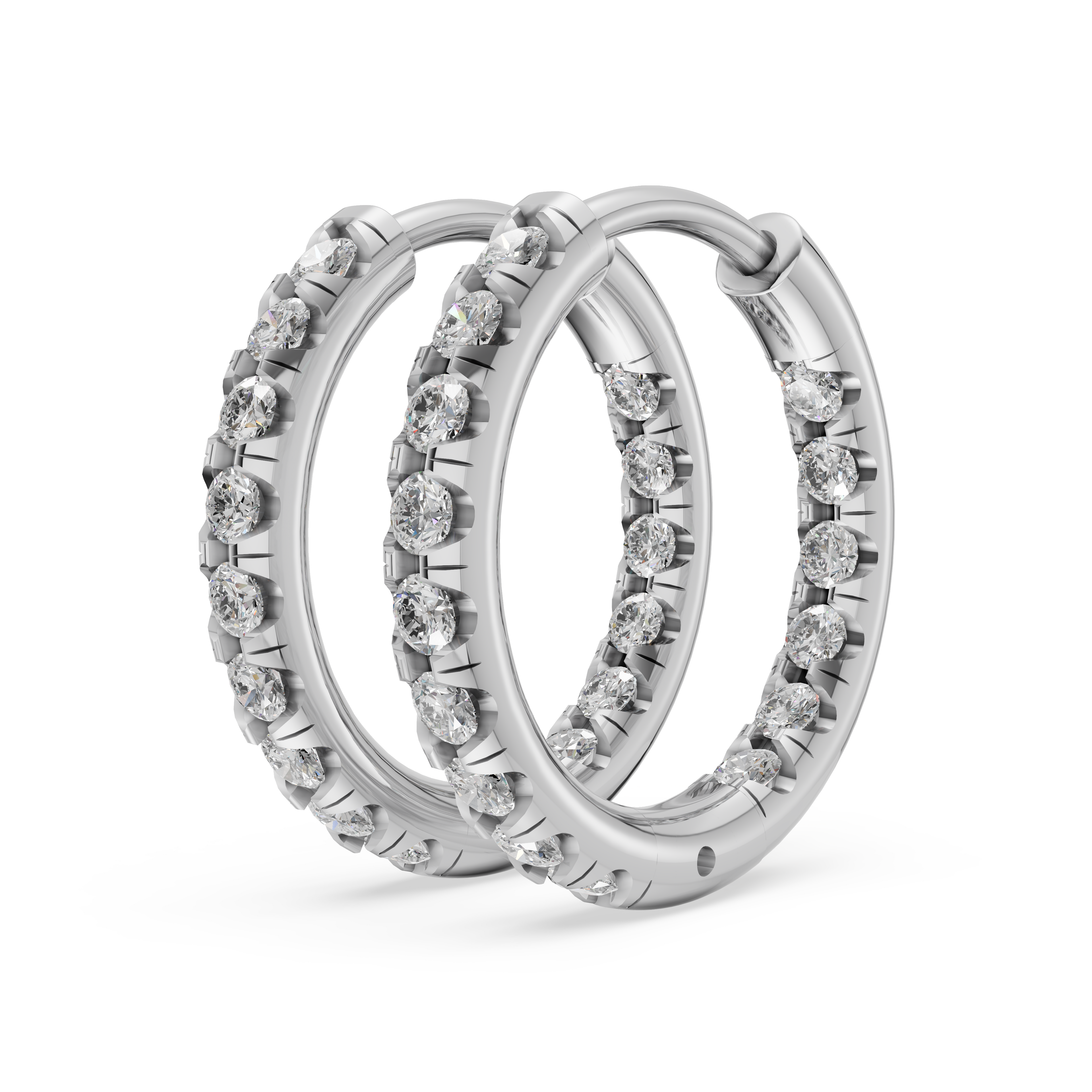 'Eros' 1 row pavé Lab Diamond Huggie Earrings. 15mm