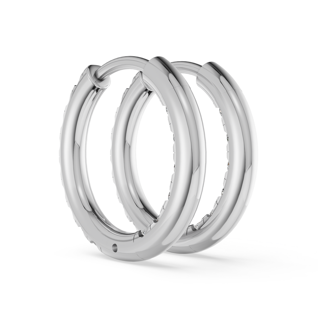 'Eros' 1 row pavé Lab Diamond Huggie Earrings. 15mm