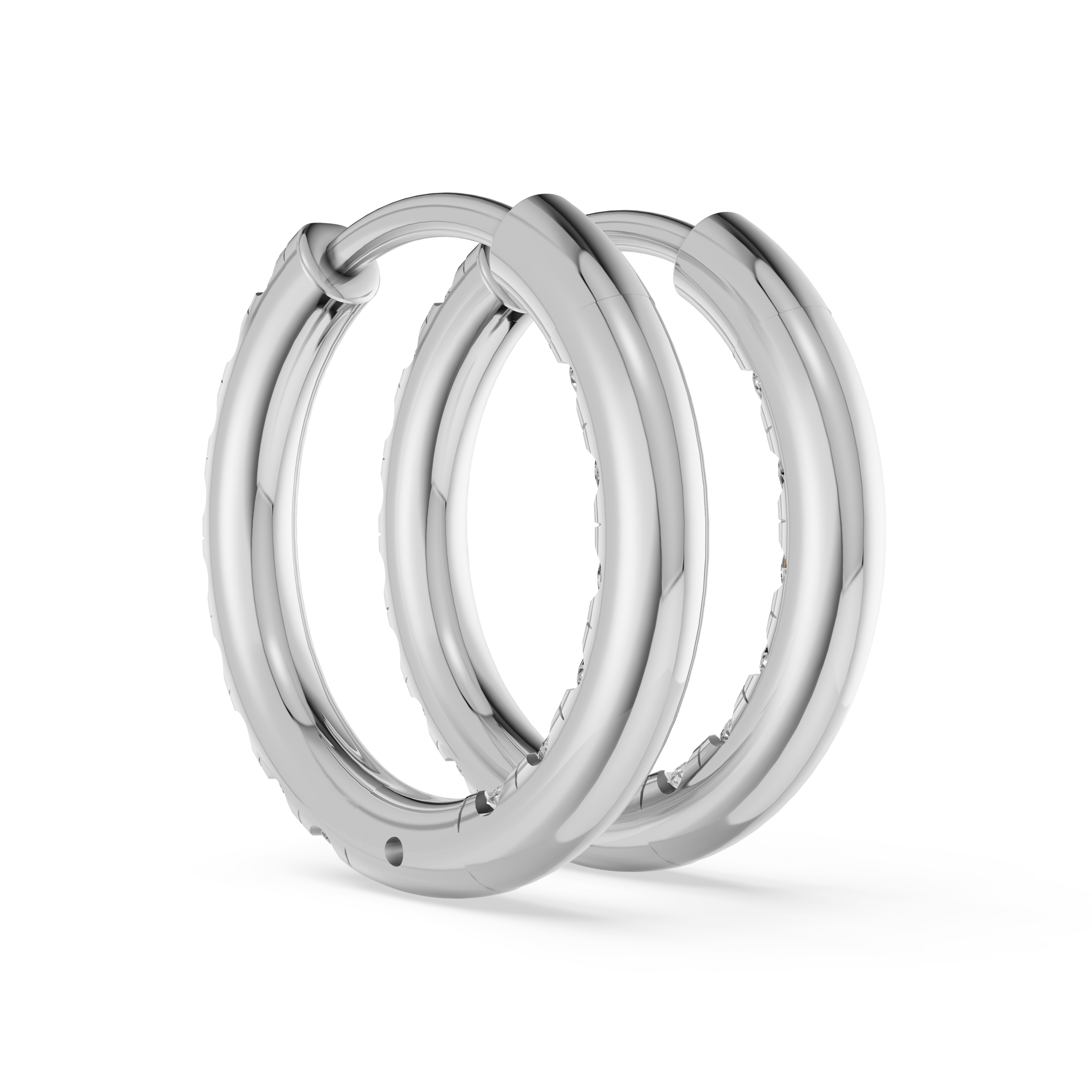 'Eros' 1 row pavé Lab Diamond Huggie Earrings. 15mm