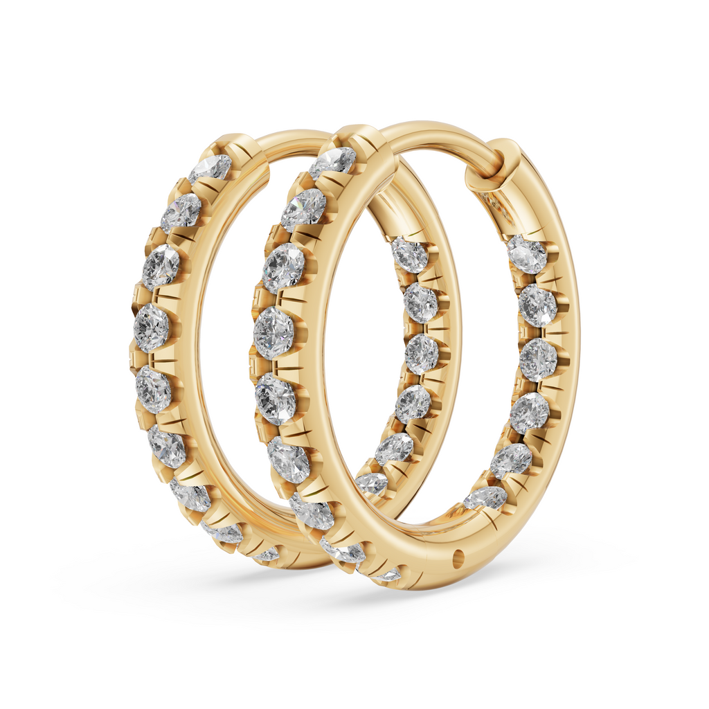 'Eros' 1 row pavé Lab Diamond Huggie Earrings. 15mm