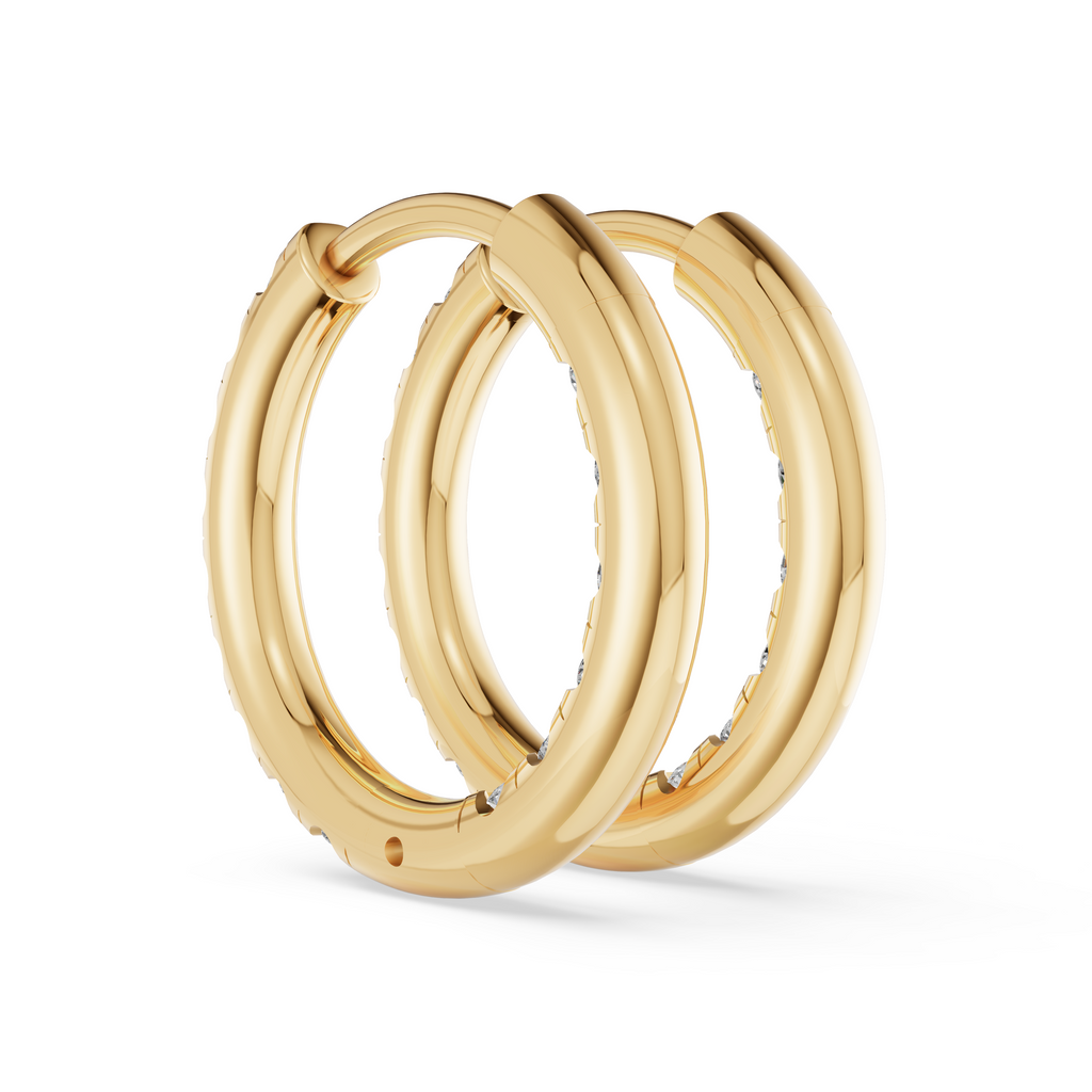 'Eros' 1 row pavé Lab Diamond Huggie Earrings. 15mm