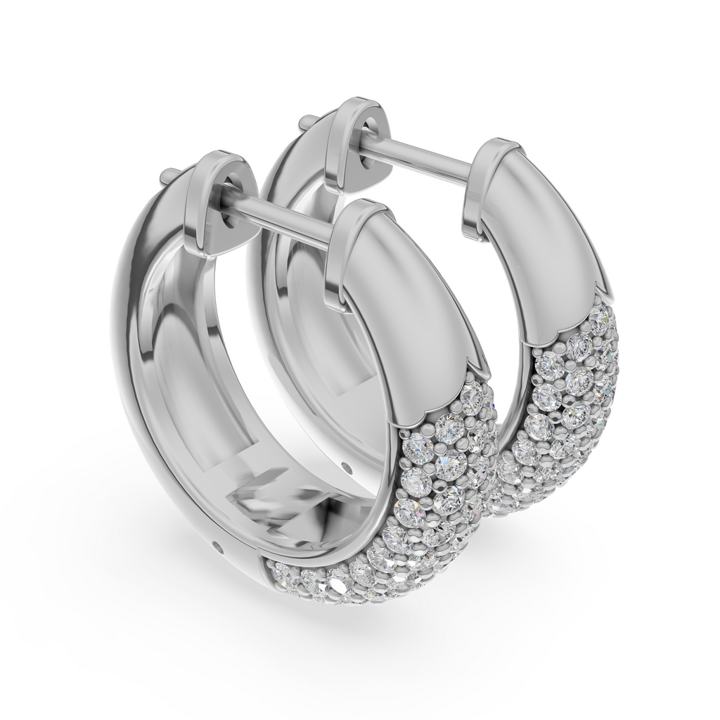 'Artemis' Bombé Lab Diamond Pavé Hoop Earrings