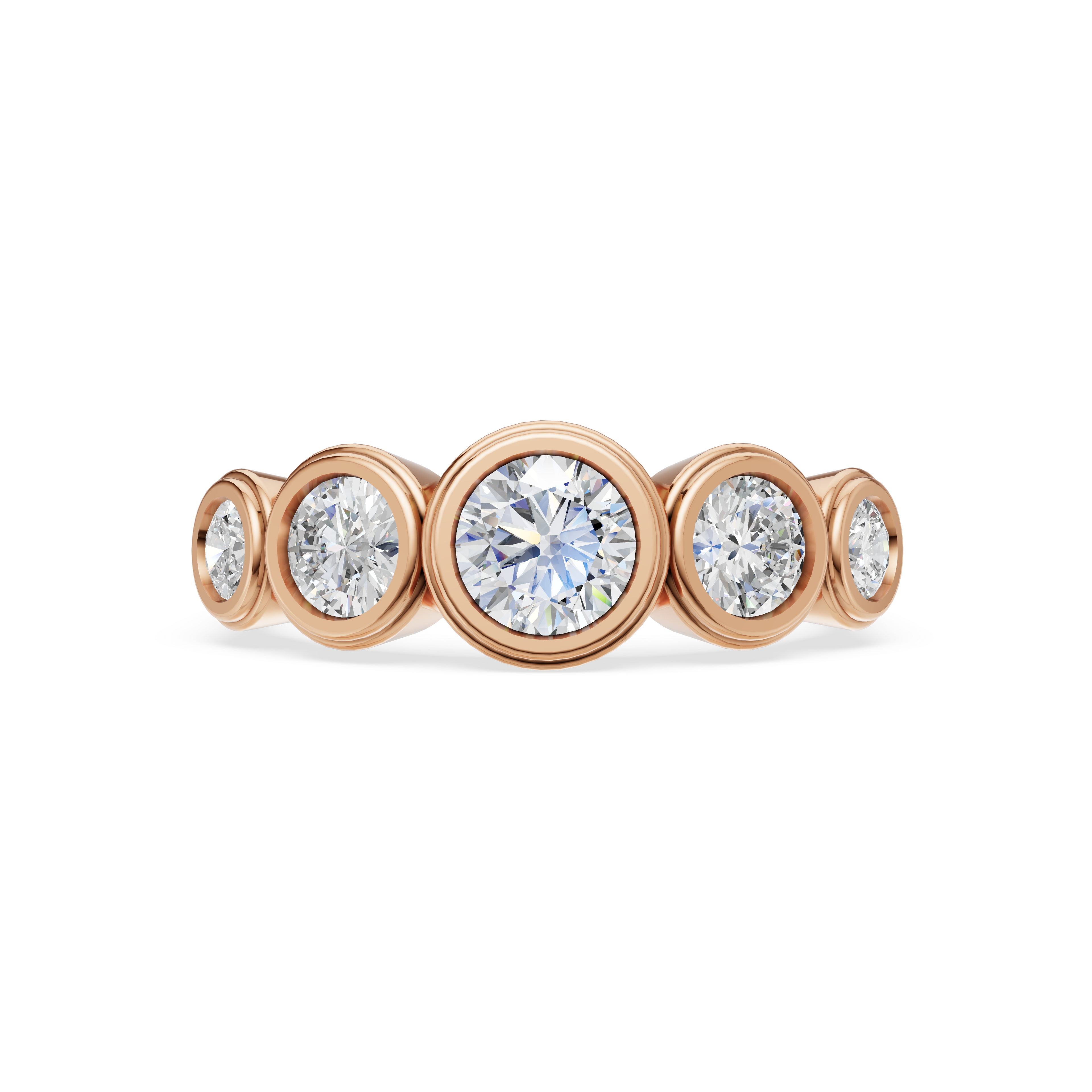 'Venus' 5-Stone Graduated, Double Bezel-Set, 1.20 TCW Round Brilliant Cut Lab Diamond Ring