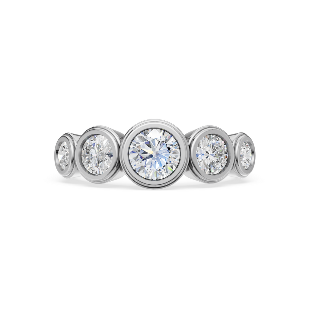 'Venus' 5-Stone Graduated, Double Bezel-Set, 1.20 TCW Round Brilliant Cut Lab Diamond Ring