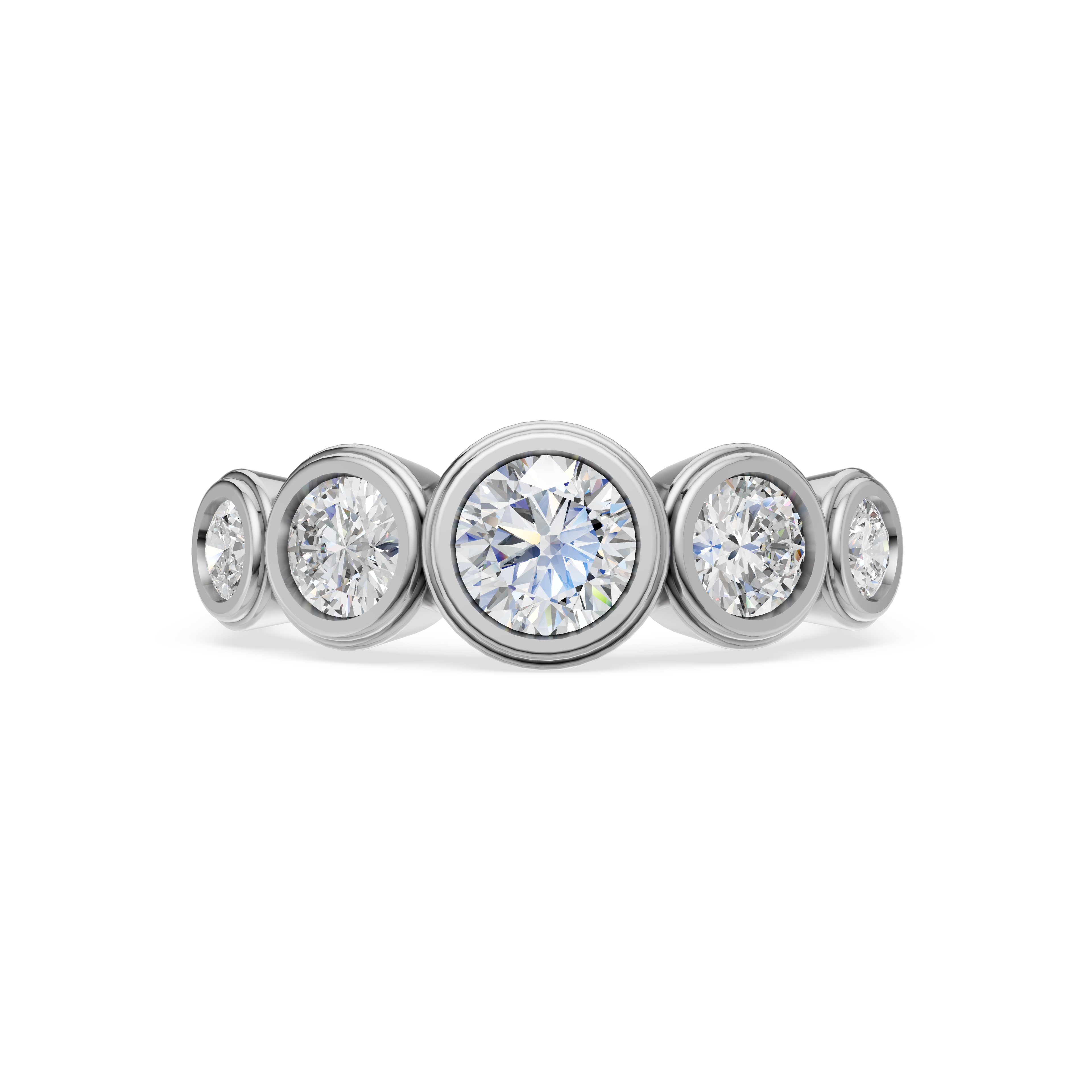 'Venus' 5-Stone Graduated, Double Bezel-Set, 1.20 TCW Round Brilliant Cut Lab Diamond Ring