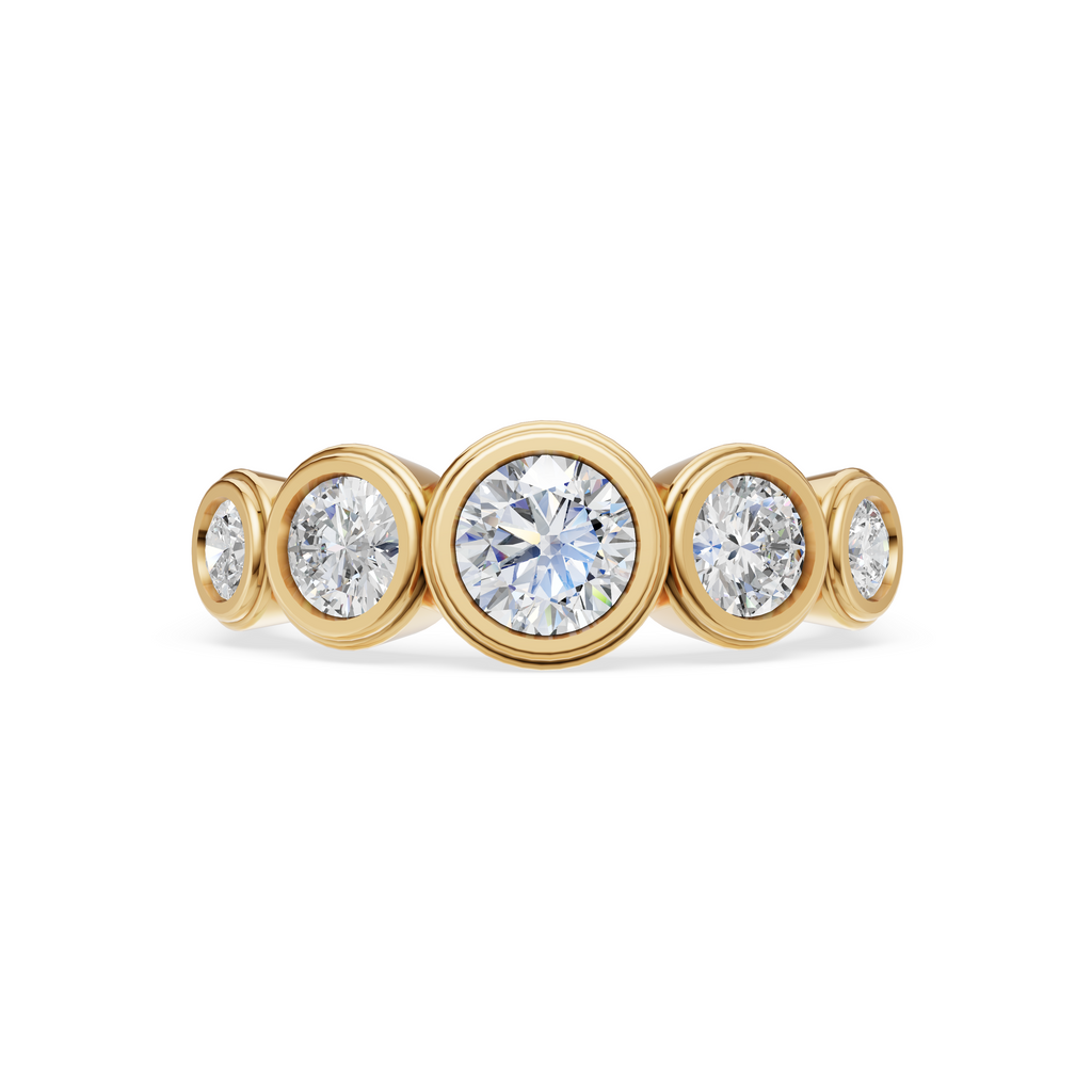 'Venus' 5-Stone Graduated, Double Bezel-Set, 1.20 TCW Round Brilliant Cut Lab Diamond Ring
