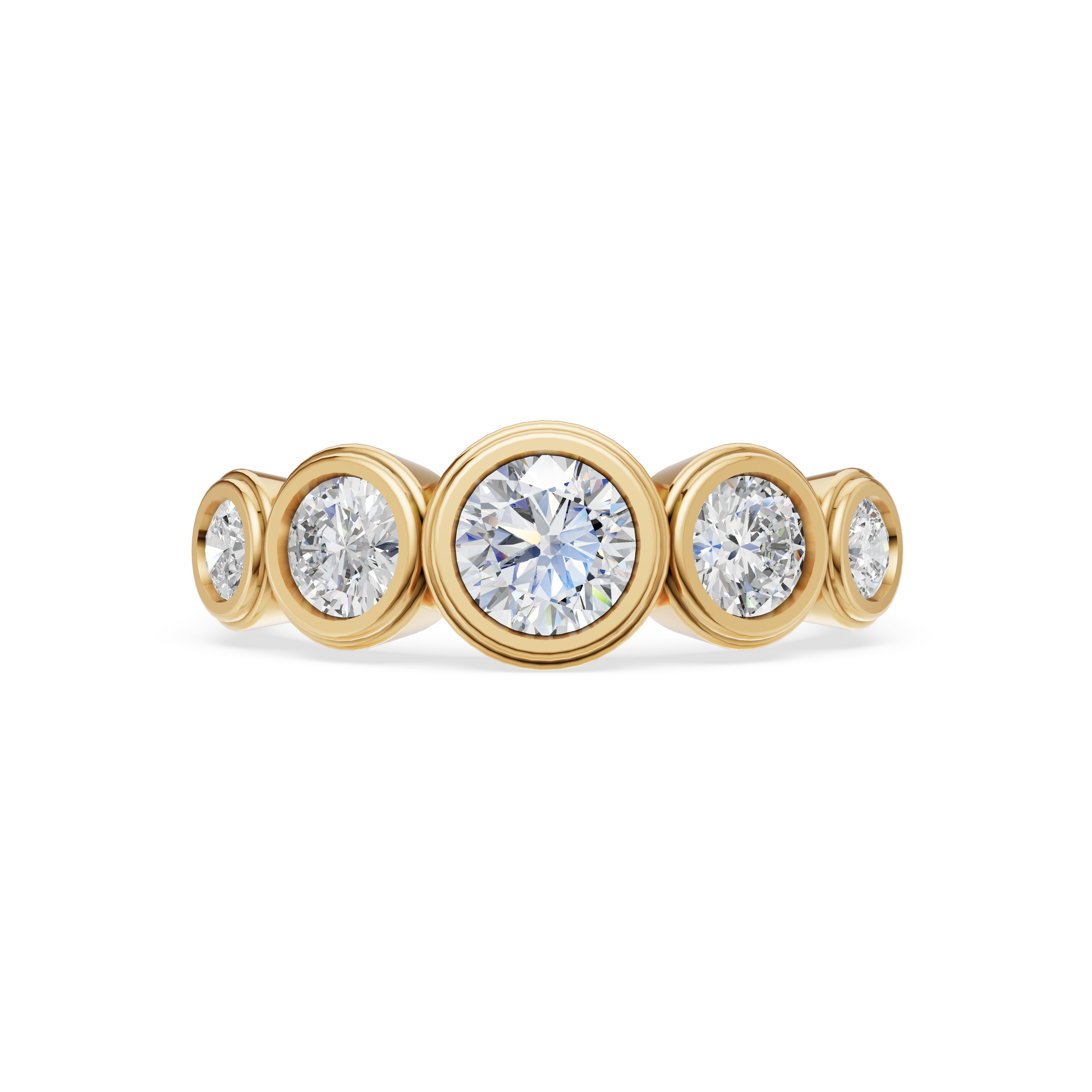 'Venus' 5-Stone Graduated, Double Bezel-Set, 1.20 TCW Round Brilliant Cut Lab Diamond Ring
