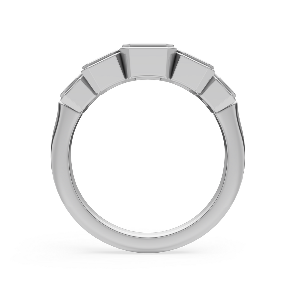 'Venus' 5-Stone Graduated, Double Bezel-Set, 1.40 TCW Emerald Cut Lab Diamond Ring